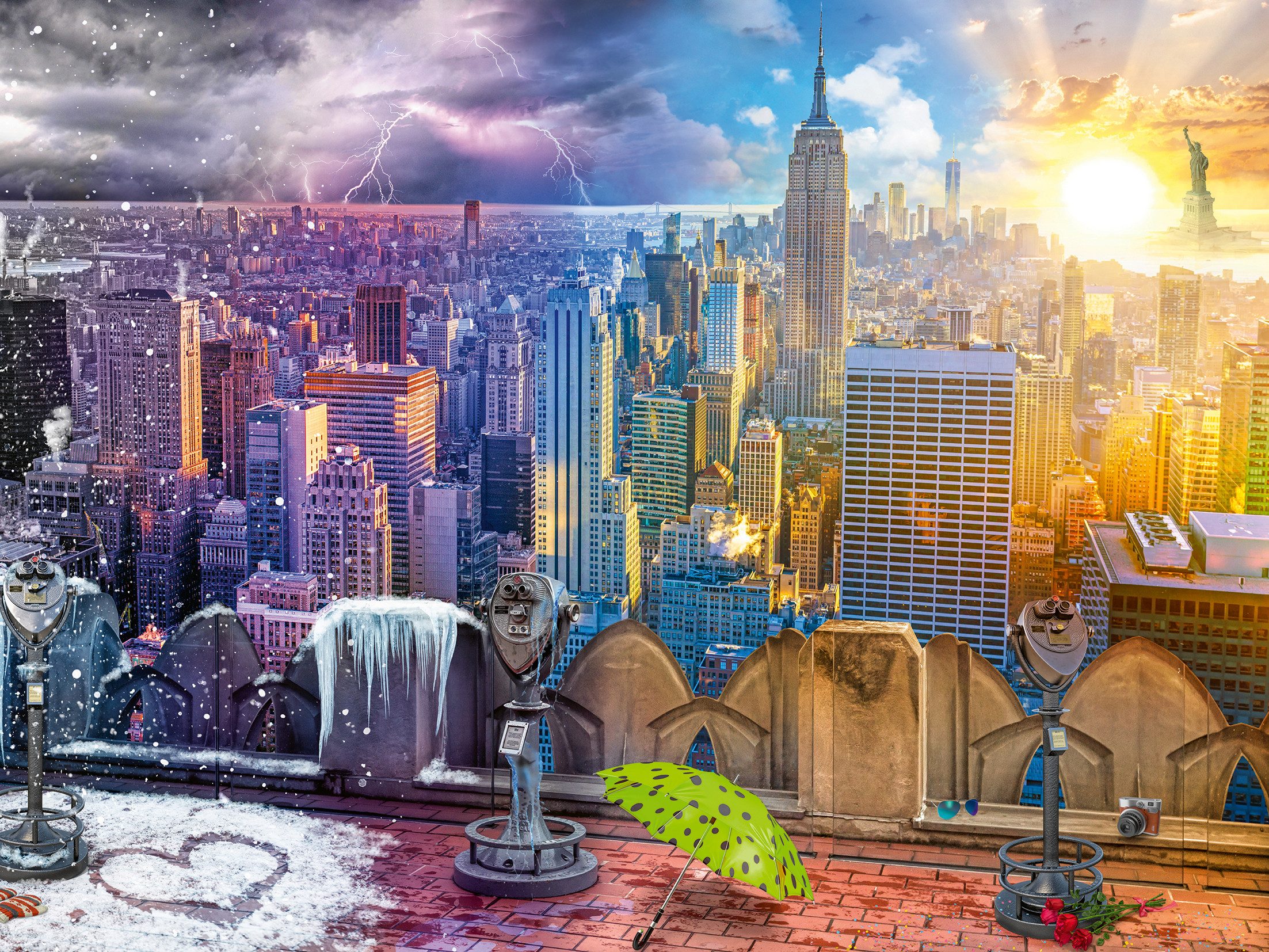 Ravensburger Puzzle New York im Winter und Sommer, 1500 Puzzleteile, Made i günstig online kaufen