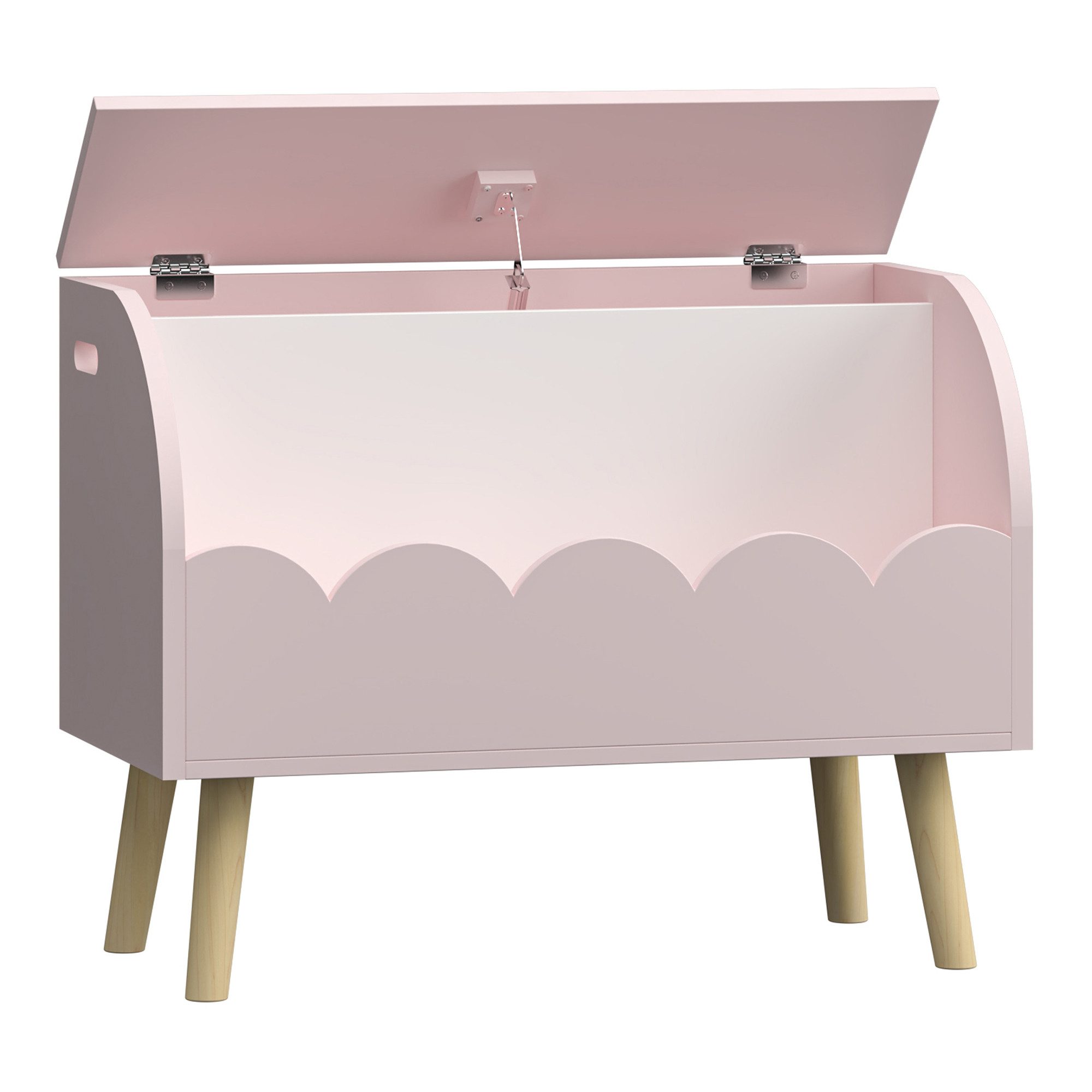 en.casa Spielzeugtruhe, »Vestnes« mit Deckel 60x30x44 cm Cotton Candy / Wei günstig online kaufen