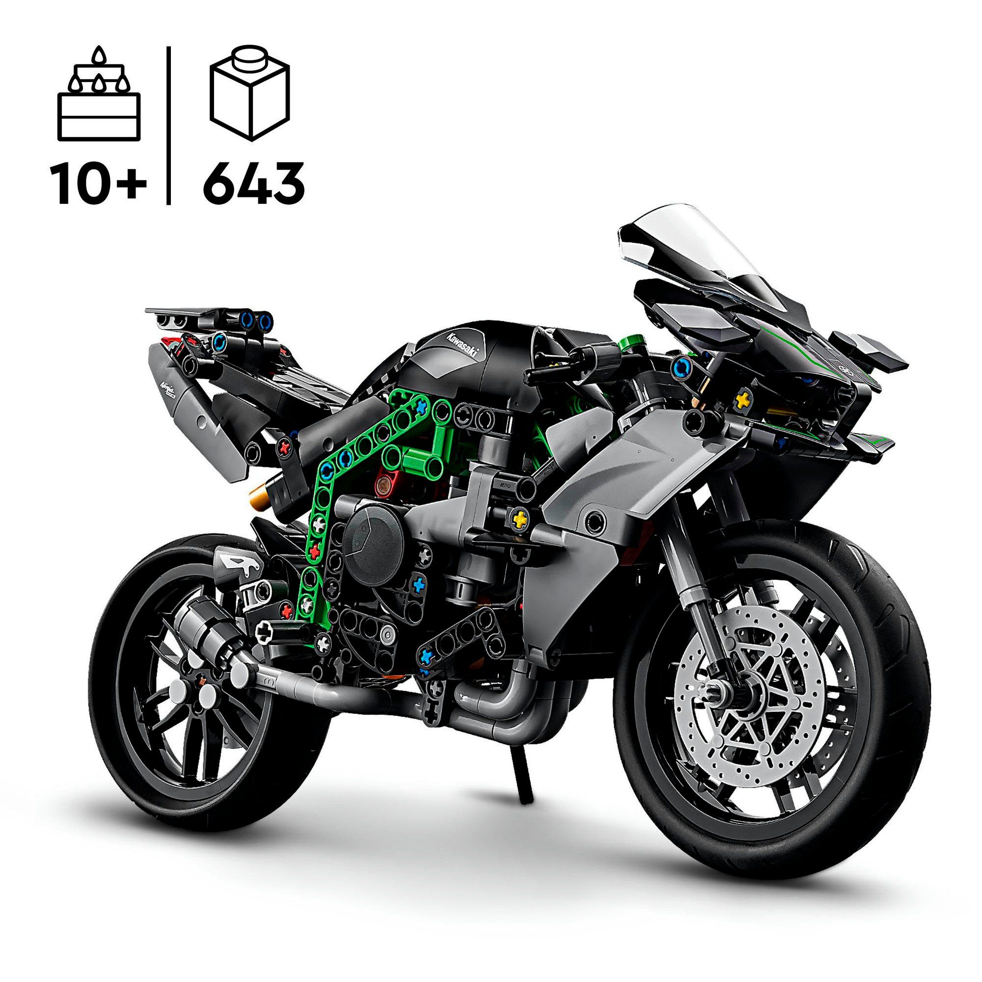 LEGO® Kawasaki Ninja H2R Motorrad (42170), LEGO® Technic Konstruktionsspielsteine, (643 St), Made in Europe