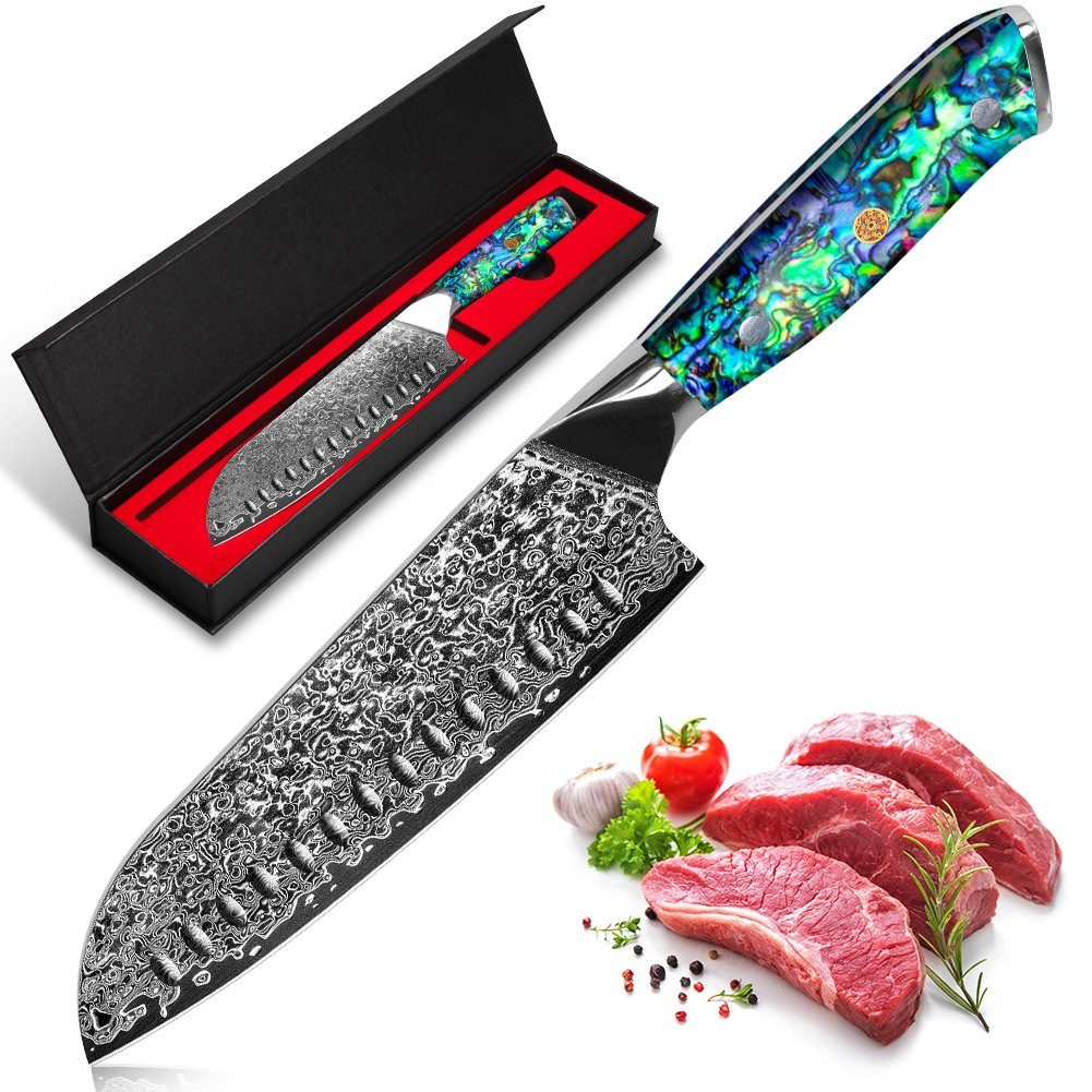 Abalone-Muschel 67 VG10 Lagen Damastmesser Damaststahl KEENZO Santoku-Messer aus Griff