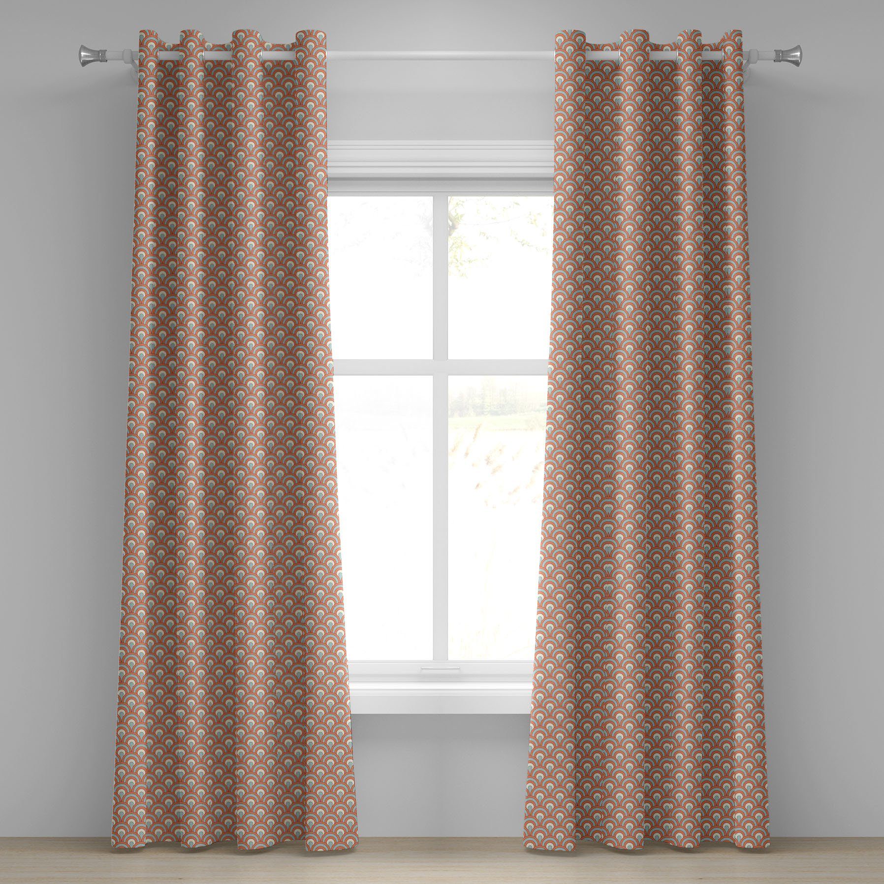 2-Panel-Fenstervorhänge Schlafzimmer Abakuhaus, Gardine Waves Orange Kurvige Wohnzimmer, für Overlapping Dekorative