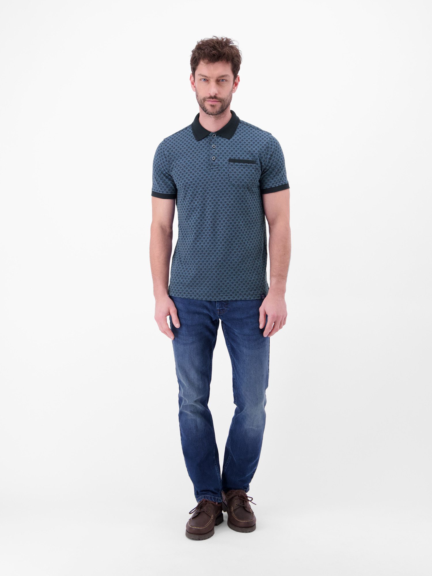 LERROS Poloshirt Poloshirt in 2-Tone-Optik und All-over-Print – Bild 4 von 5