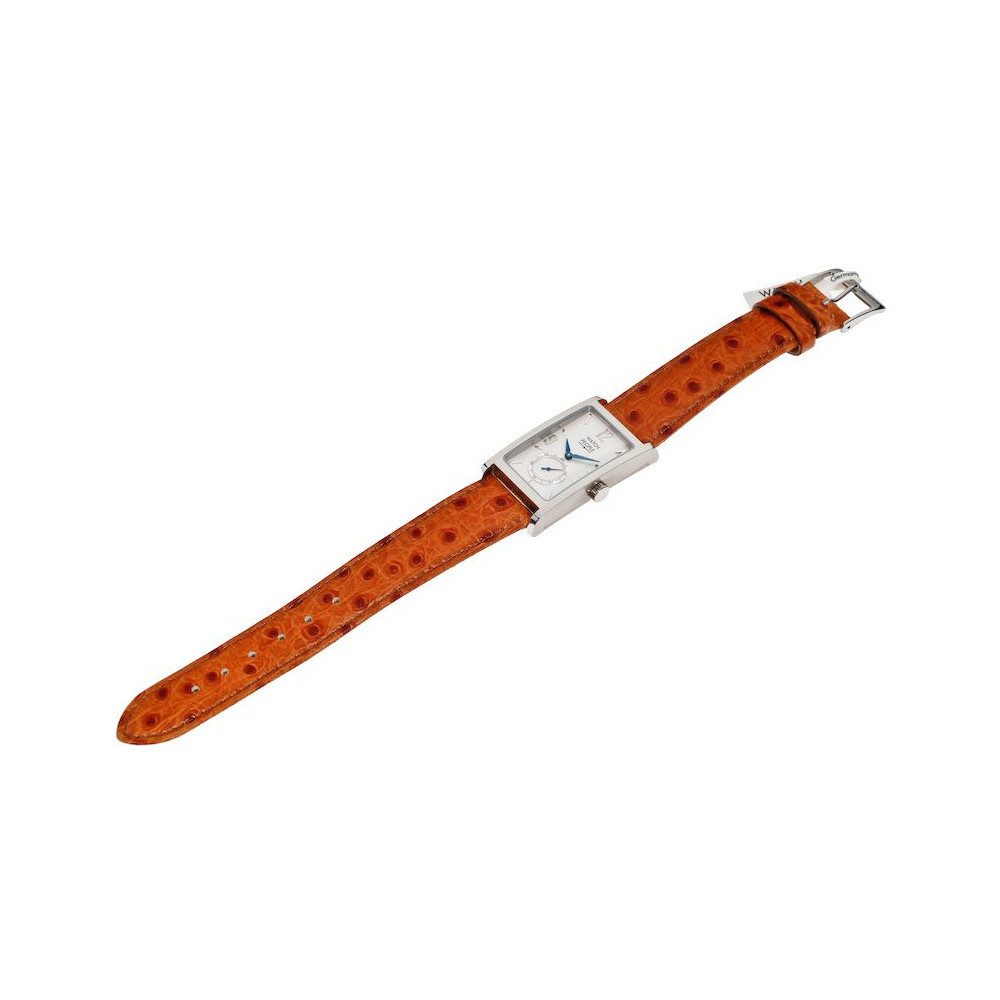 Watchpeople Quarzuhr Damen Midea Leder Braun Silber Eckig kleine Sekunde WP-9000580, Gehäusedeckel verschraubt, gebläute Zeiger, kleine Sekunde
