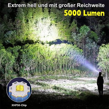 MDHAND LED Taschenlampe LED Taschenlampe USB Aufladbar Taktische Flashlight 5-Lichtmodi (1-St), Ideal für Outdoor Camping, Angeln, Nachts gehen