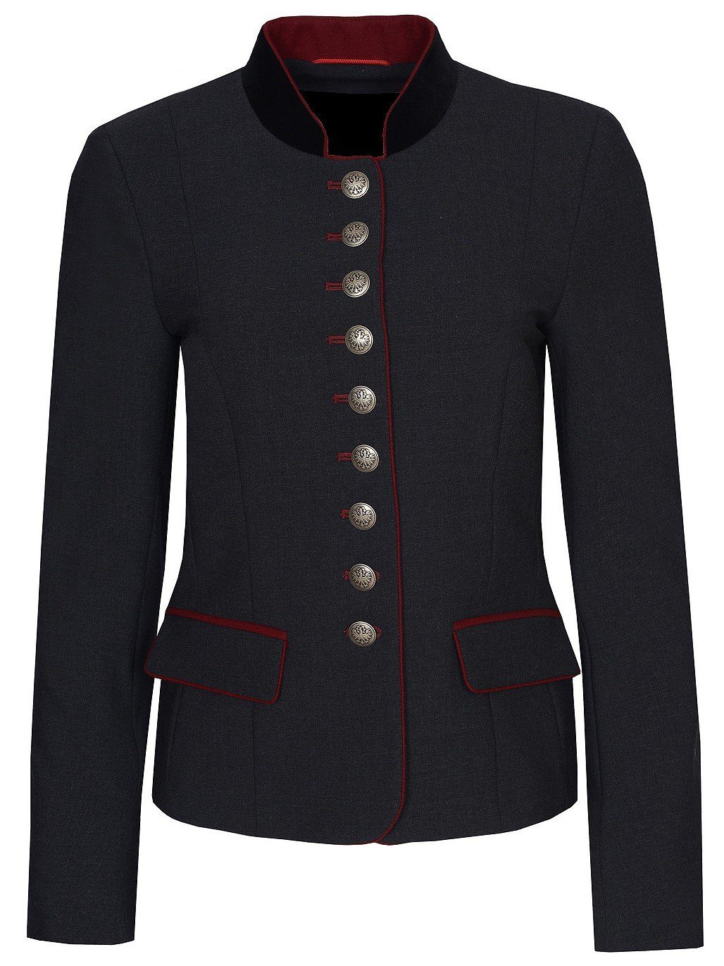 Moschen-Bayern Trachtenblazer Trachtenblazer Damen Trachtenjacke Trachtenjanker Blazer Schwarz Grau mit Stehkragen