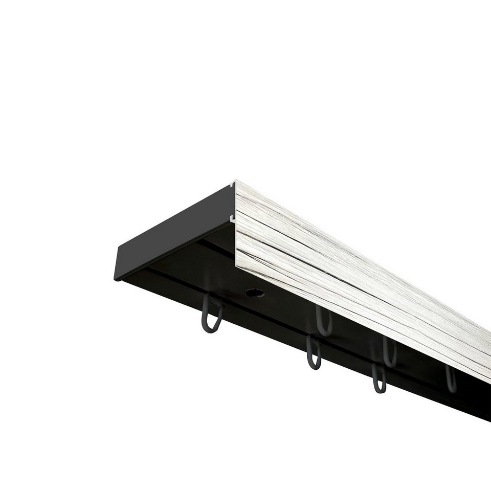 Vorhangschiene SH Set, 2-läufig, schwarz, mit 5 cm Blende, SN DECO GROUP,  Fixmaß, Verschraubt