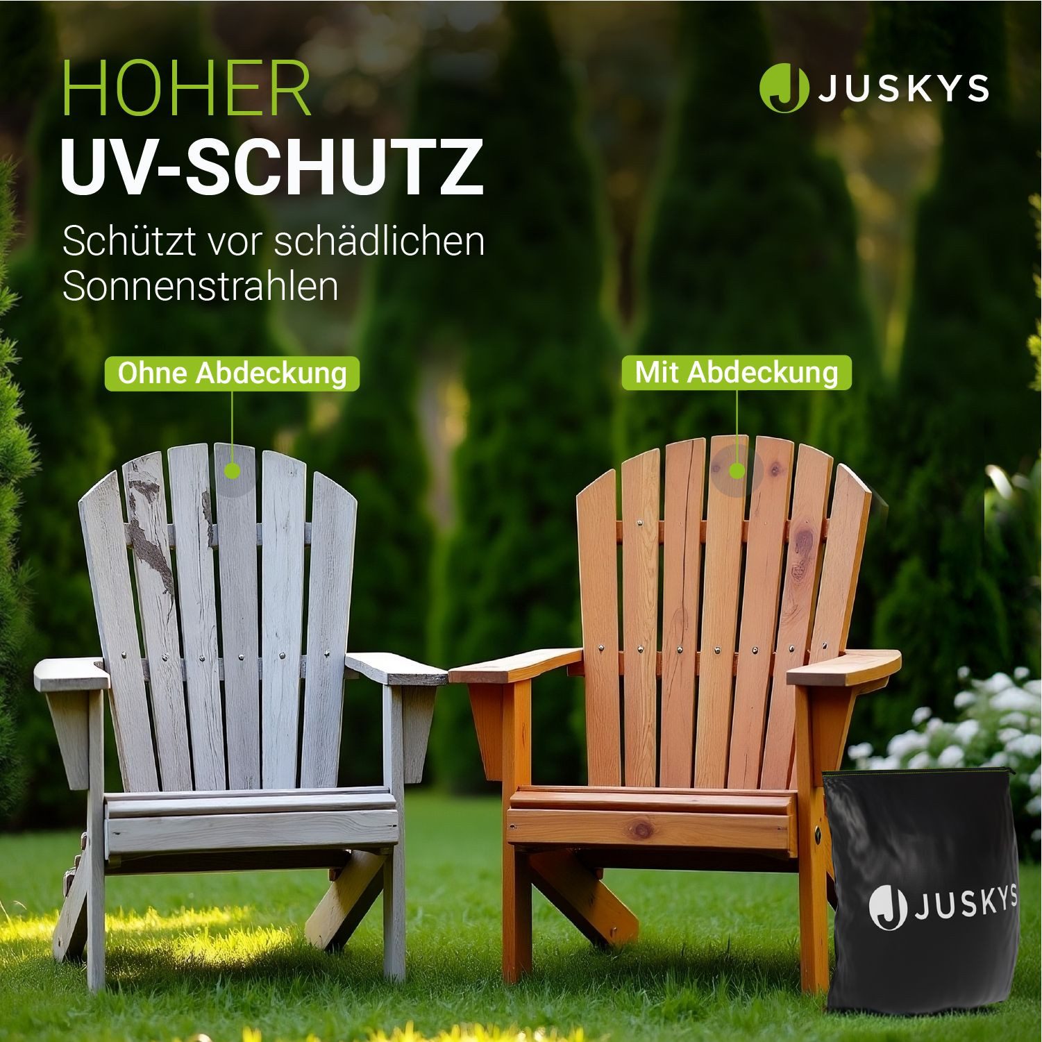 Juskys Gartenmöbel-Schutzhülle CoverSafe Pro (1-St), 1,08 m², Abdeckplane mit Lüftungsschlitz, wasserdicht und winterfest