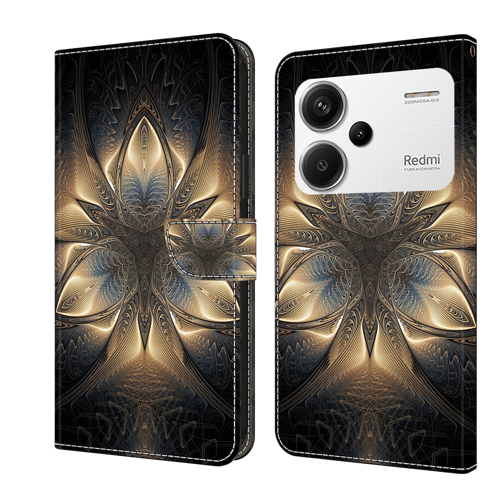 CLM-Tech Handytasche für Xiaomi Redmi Note 13 Pro Plus 5G Hülle aus Kunstleder Klapphülle (goldener Ruhm, Handyhülle mit Standfunktion - Wallet Flip Case inklusive Kartenfächer), - Cover mit Magnetverschluss - Redmi Note 13 Pro+ 5G Schutzhülle