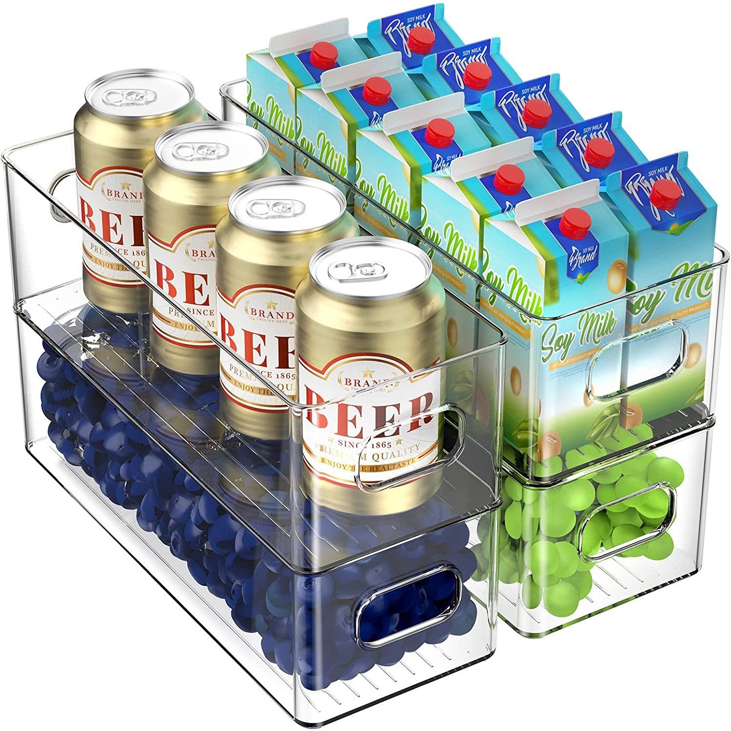 zggzerg Aufbewahrungsbox Kühlschrank Organizer Stapelbar 4er günstig online kaufen