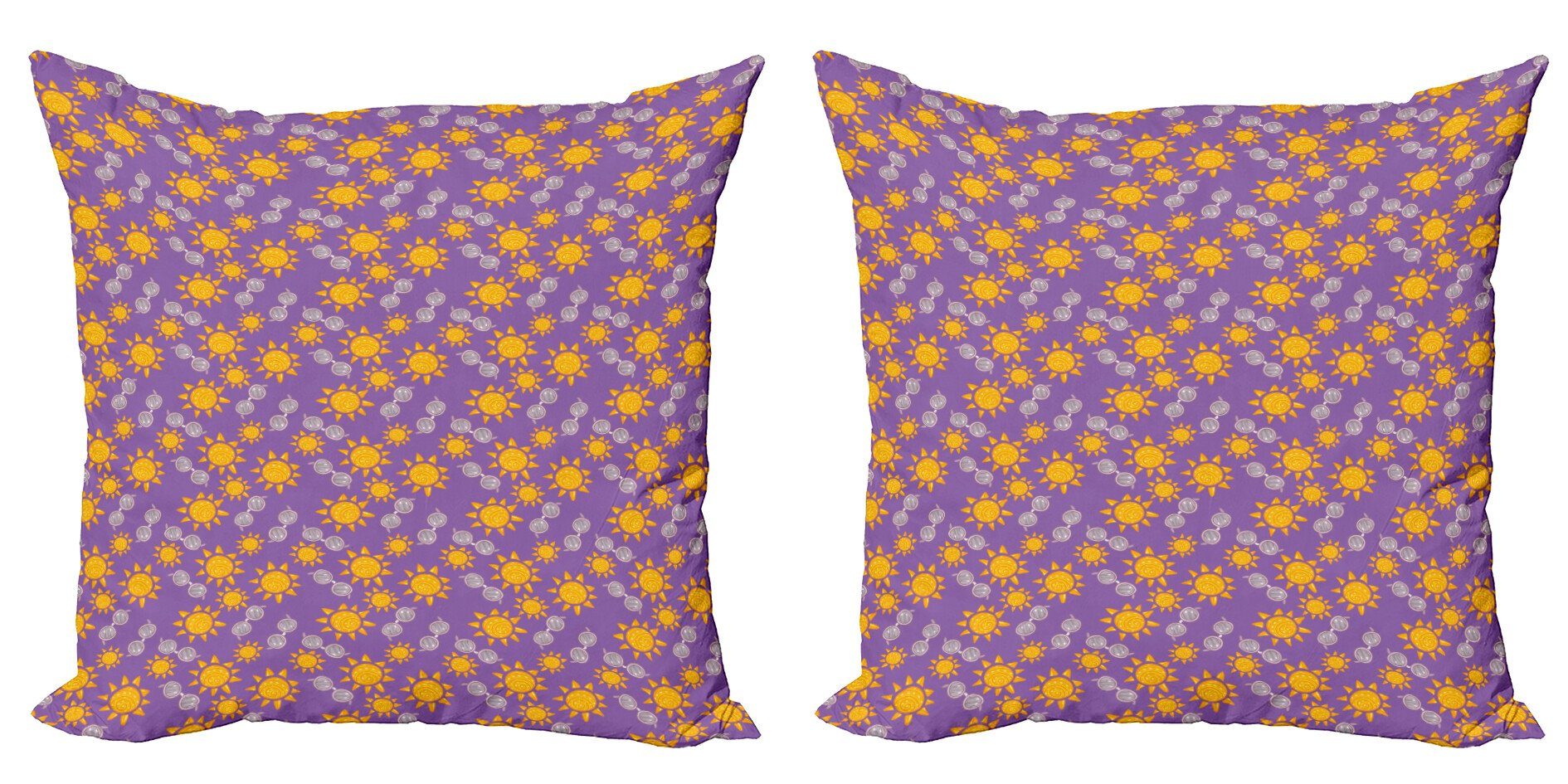 Kissenbezüge Modern (2 Muster Sun Doppelseitiger Abakuhaus und Sommer Digitaldruck, Sonnenbrillen Accent Stück)
