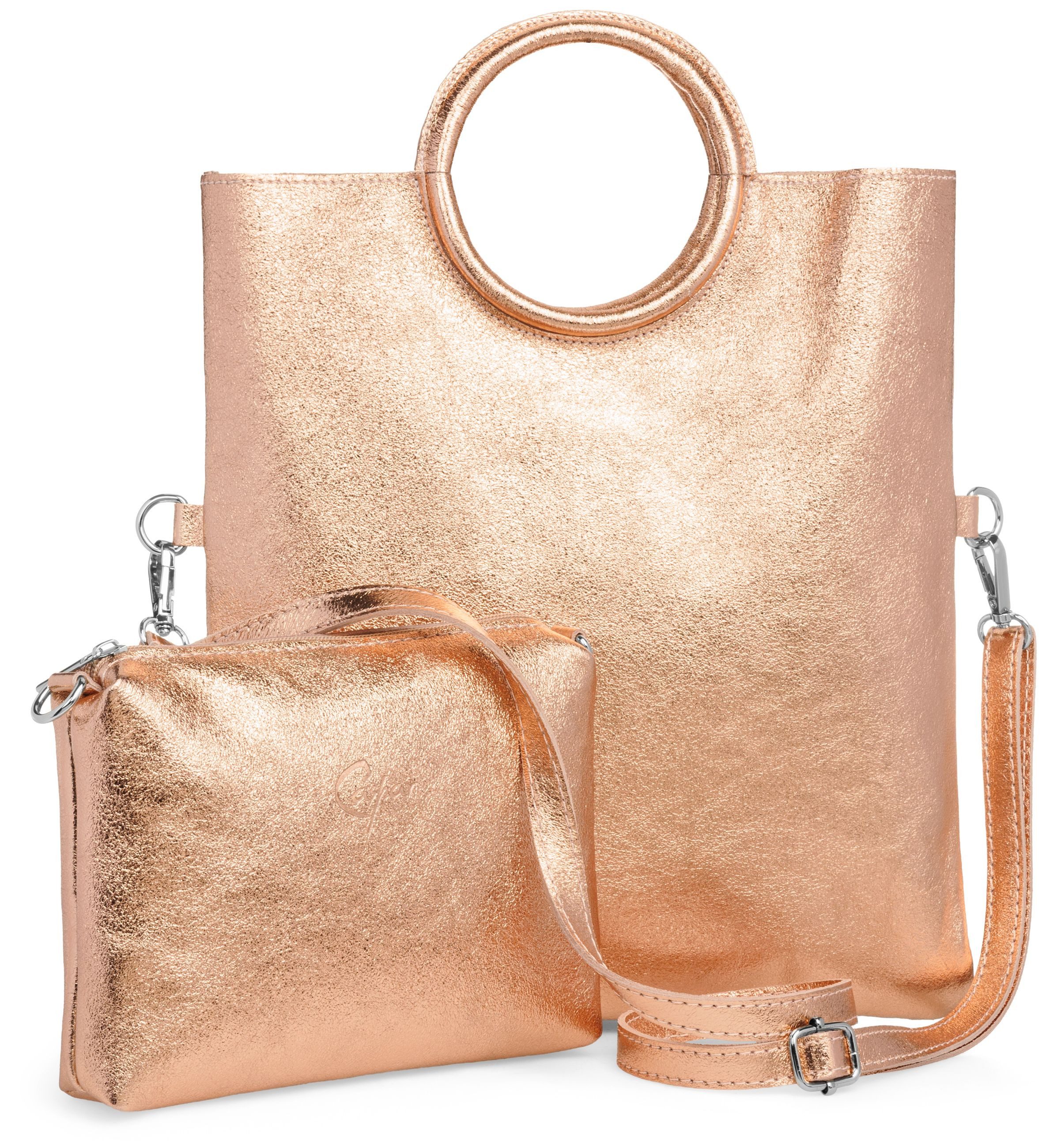 Umhängetasche 2in1 leder Set Handtasche Crossbody Bag - CLASSIC LINE - Modell No.836