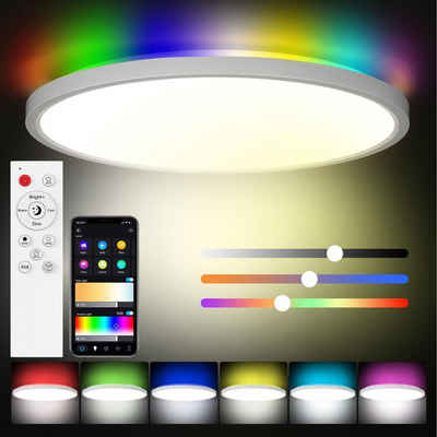 MUPOO LED Deckenleuchte LED Deckenleuchte 30W Smart LED Deckenlampe,Pendelleuchte, Dimmbare Low Profile Leuchten kompatibel mit Alexa Google Home