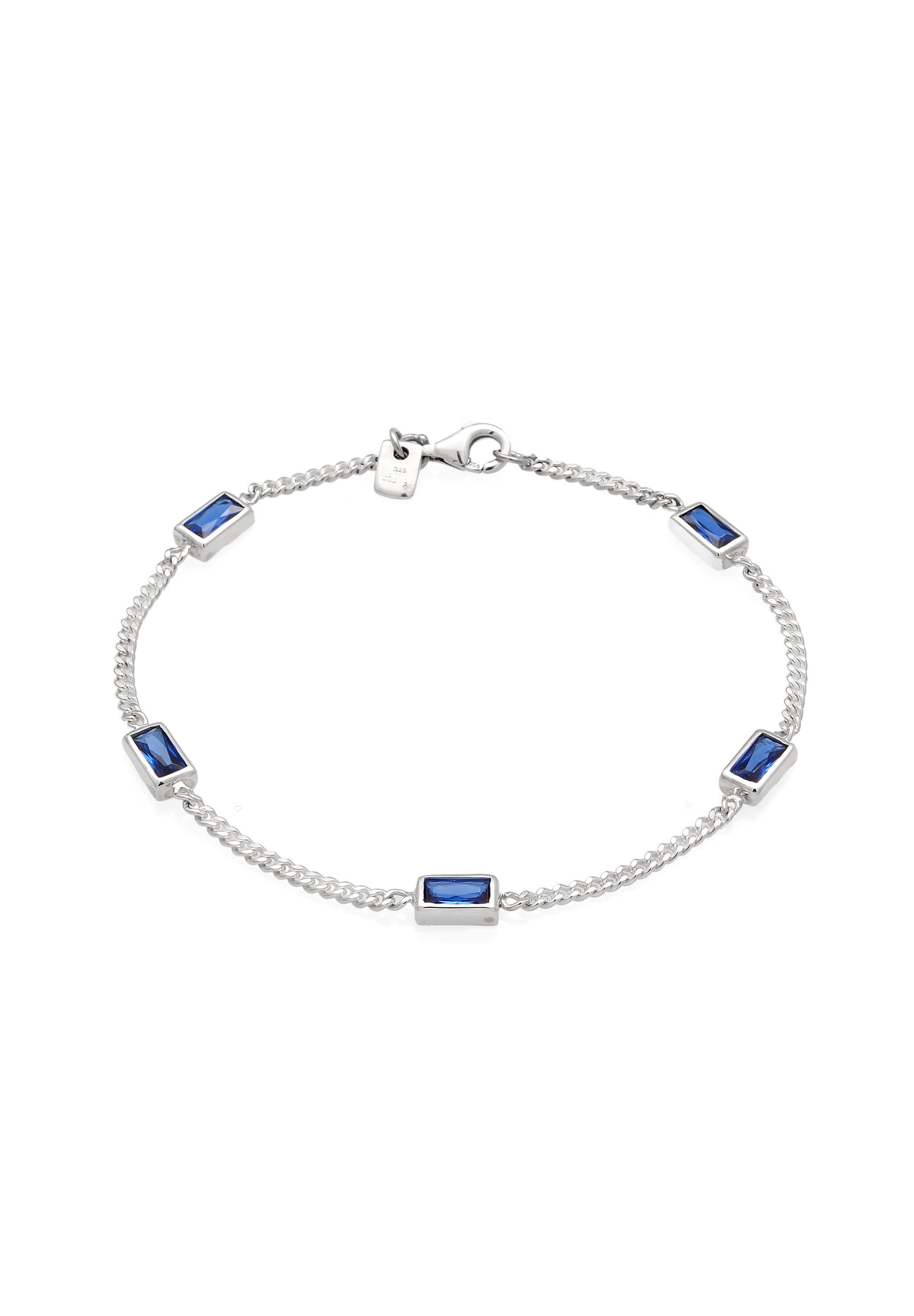 Kuzzoi Silberarmband Saphir Synthetisch Blau 925 Sterling Silber