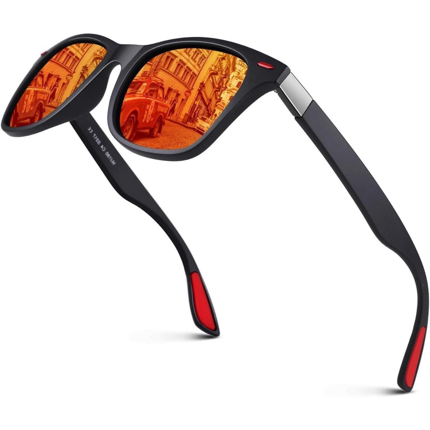 LuxusKollektion Sonnenbrille Sonnenbrille Herren Damen polarisierte Rechteck UV Matt Schwarz Rot (1-St)