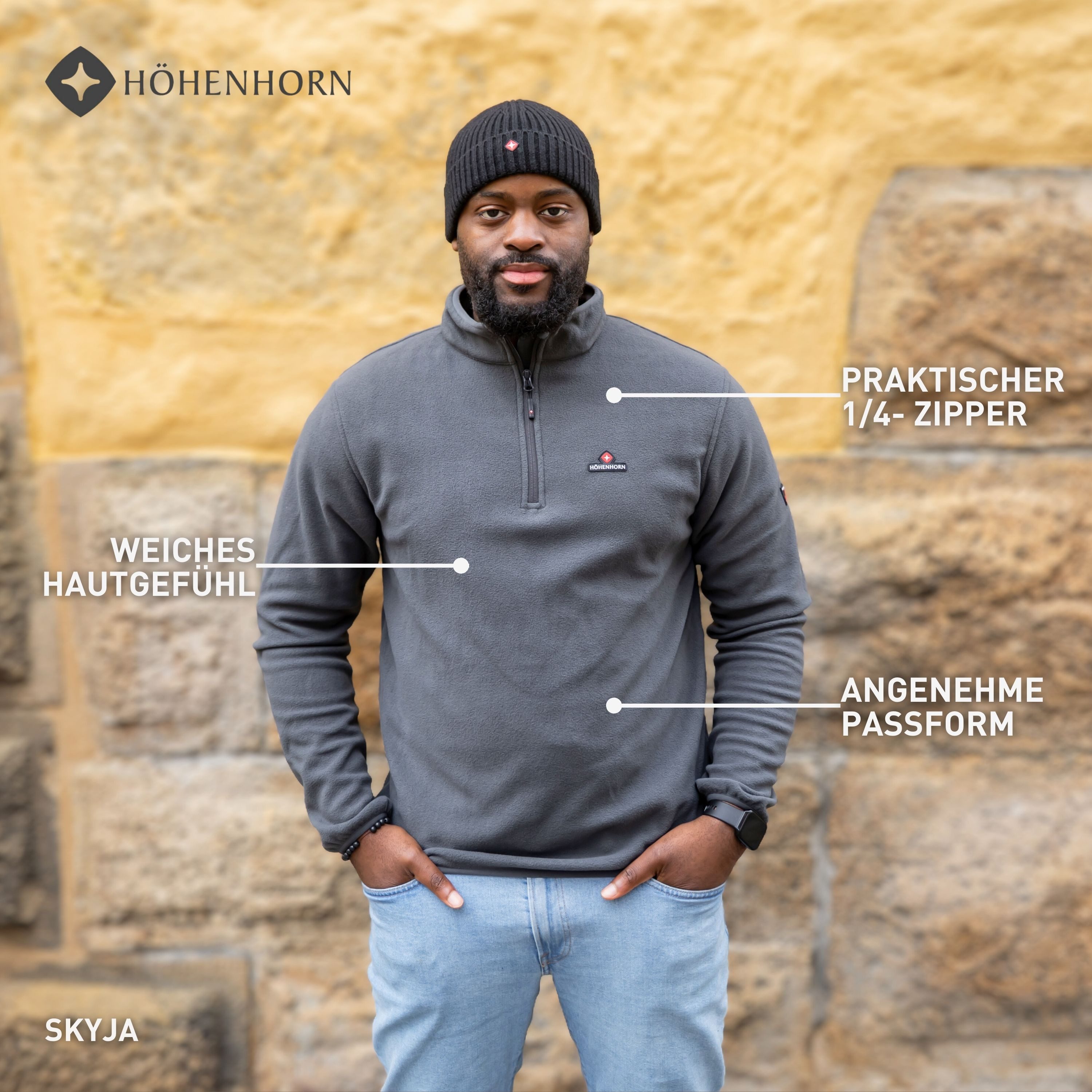 Höhenhorn Fleecepullover Skyja Herren Fleece Pullover für Männer Sweatshirt 1/4 Zip Microfleece