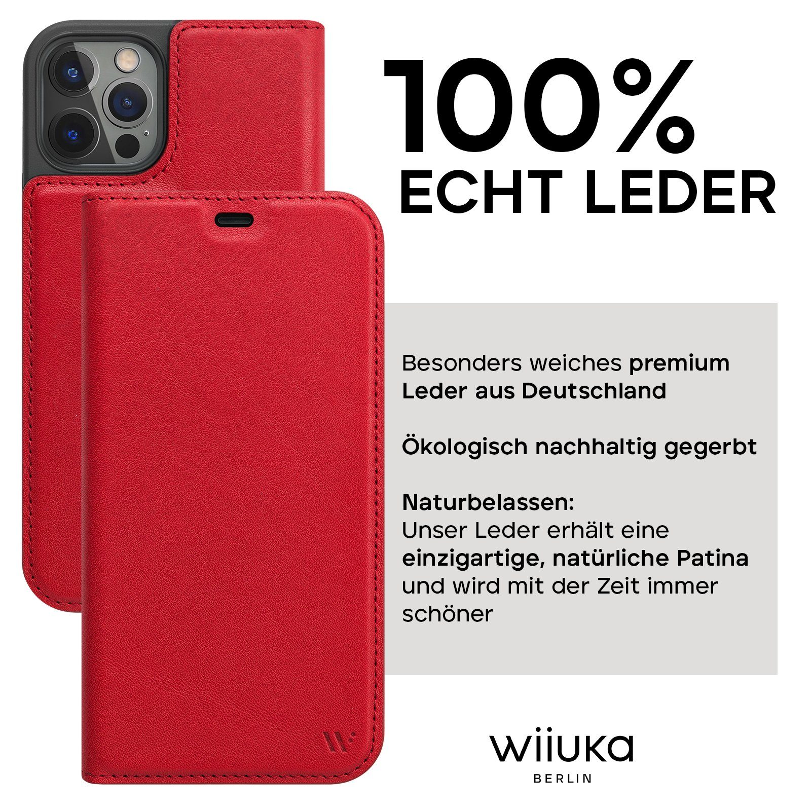 wiiuka Handyhülle suiit Hülle für iPhone 12 Pro Max, Klapphülle Handgefertigt - Deutsches Leder, Premium Case