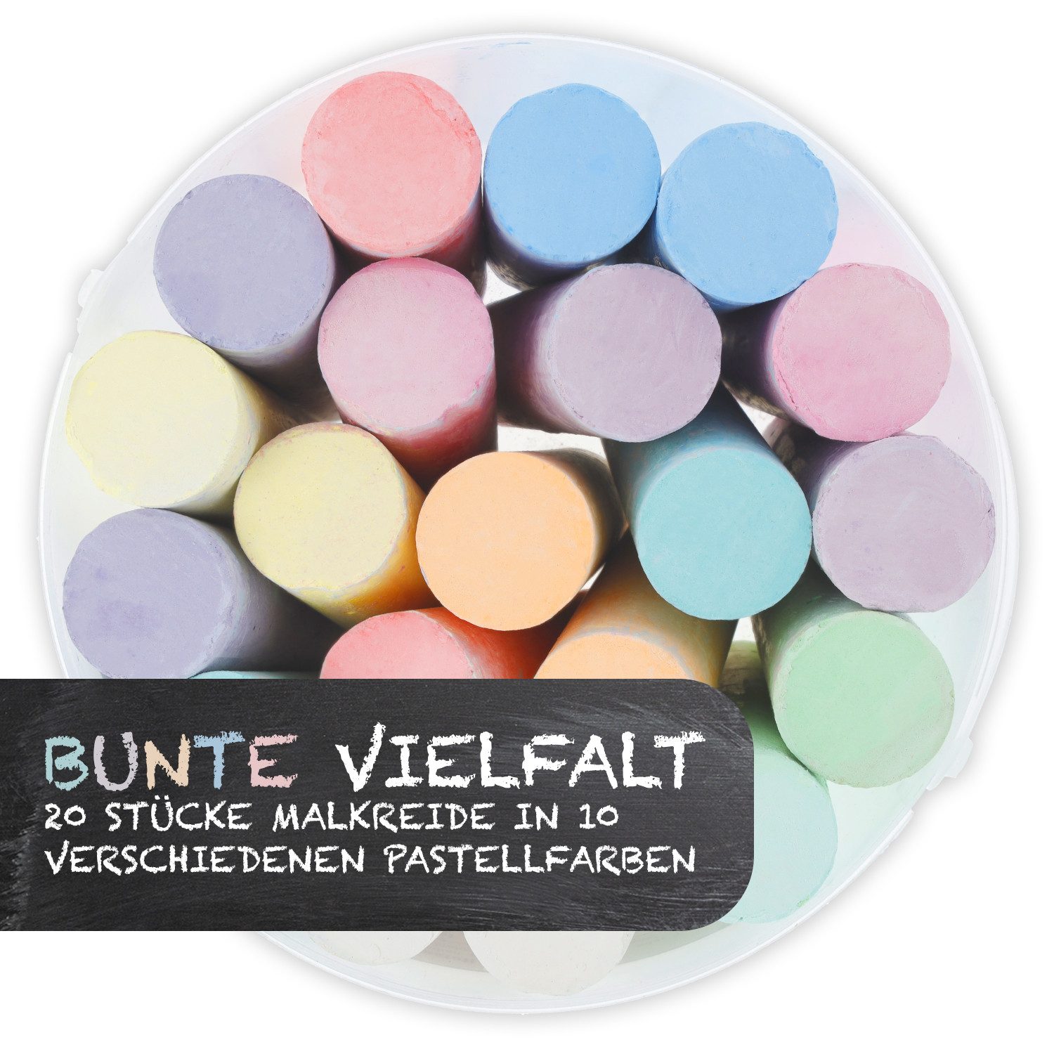 WESTCOTT Malkreide Straßenmalkreide Pastell, 2 x 20 Stück Straßenkreide für Kinder, (Vorteilspack, 2-tlg), leicht abwaschbar