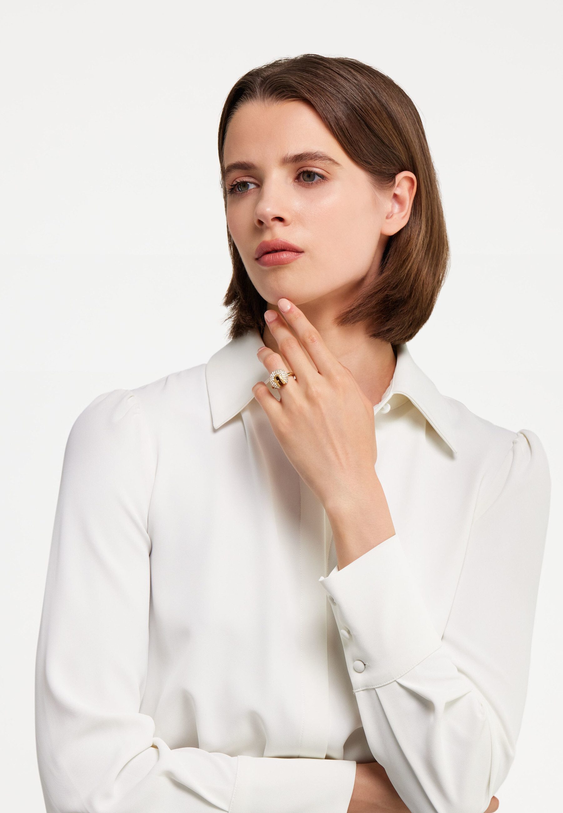 Furla Fingerring FURLA FLOW (Single item, 1-tlg), Metal and Strass