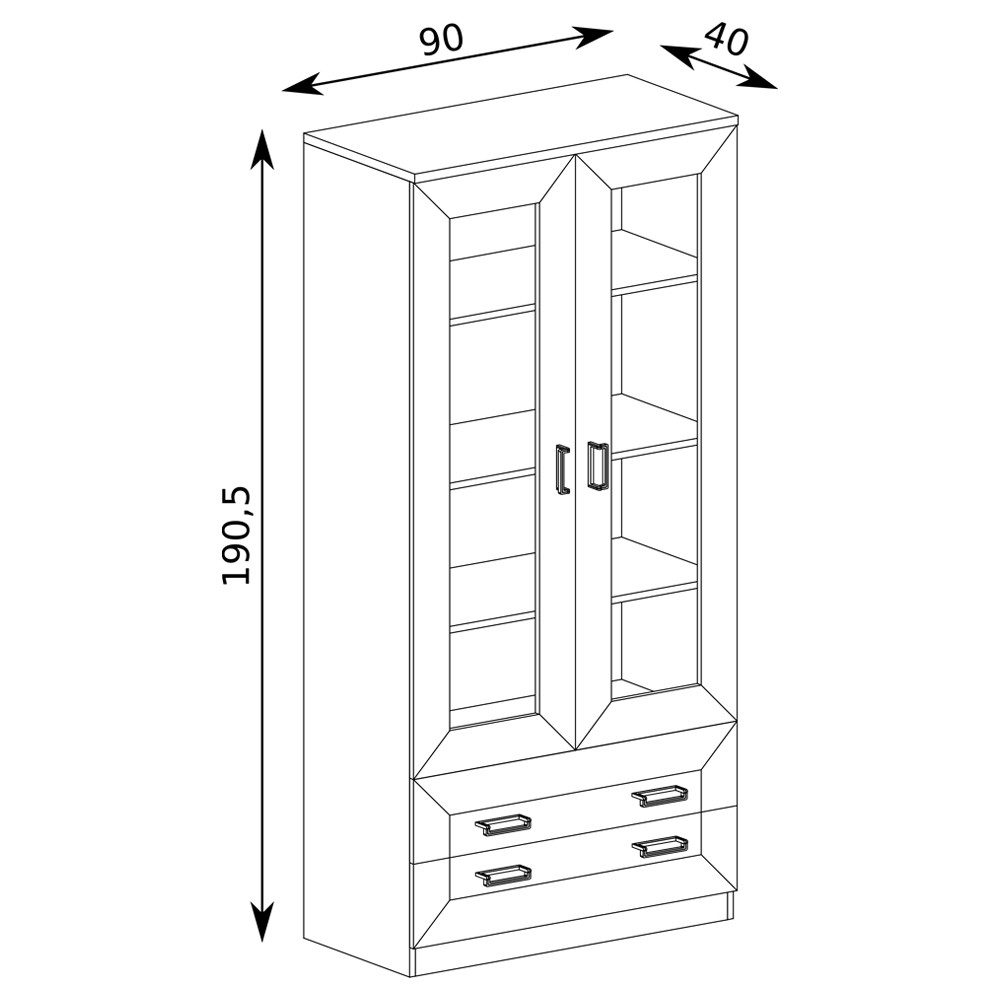 Lomadox Vitrine TEORA-161 in Eiche Alteiche günstig online kaufen