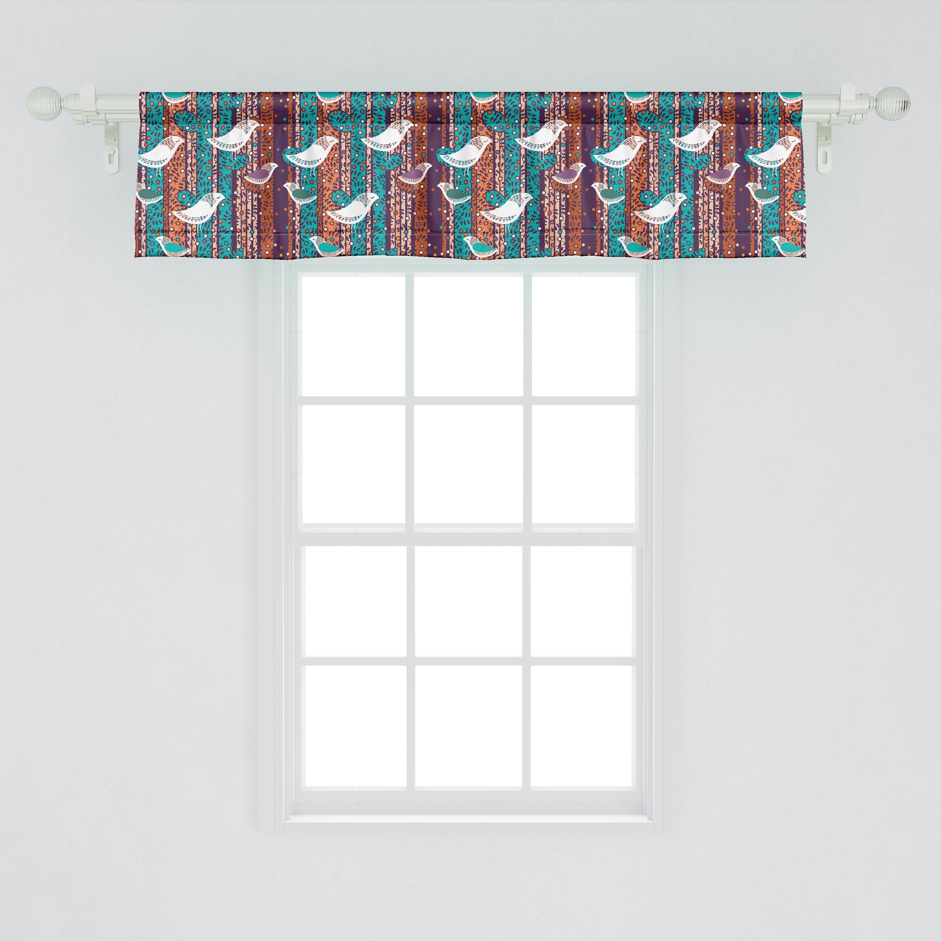 Dekor Vorhang Vögel Scheibengardine Stangentasche, Volant Bunte für Abakuhaus, Küche mit Stripes Zweige Microfaser, Schlafzimmer