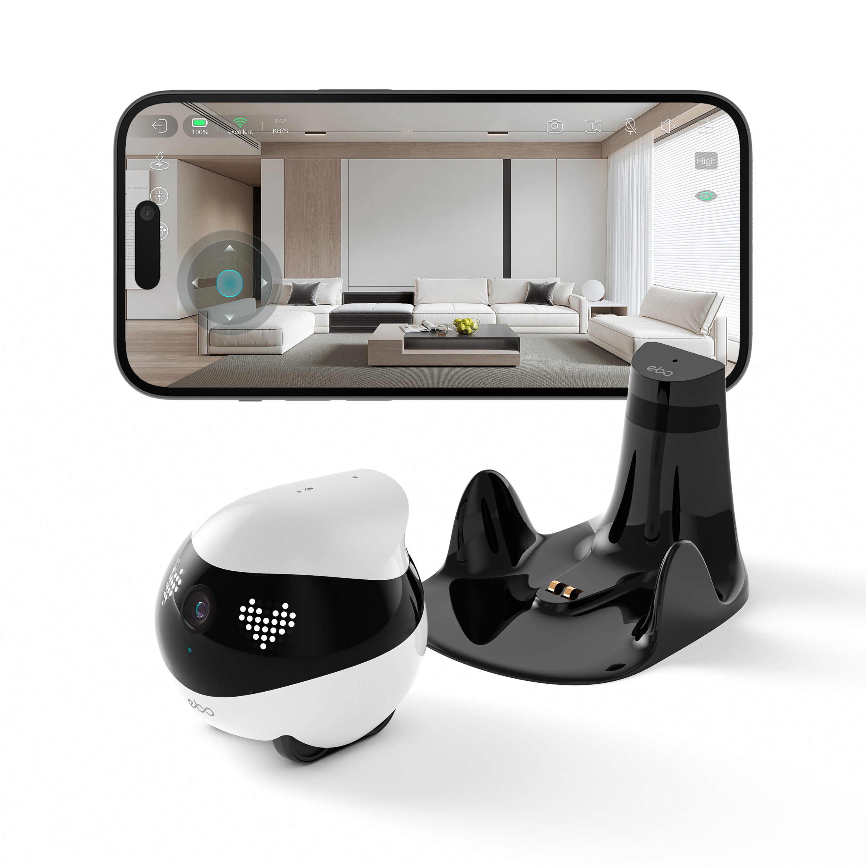 Enabot Smart Home Kamera EBO Air 2: KI‑Begleitroboter mit HD‑Video, Interaktion & Auto‑Tracking (Innenraum)