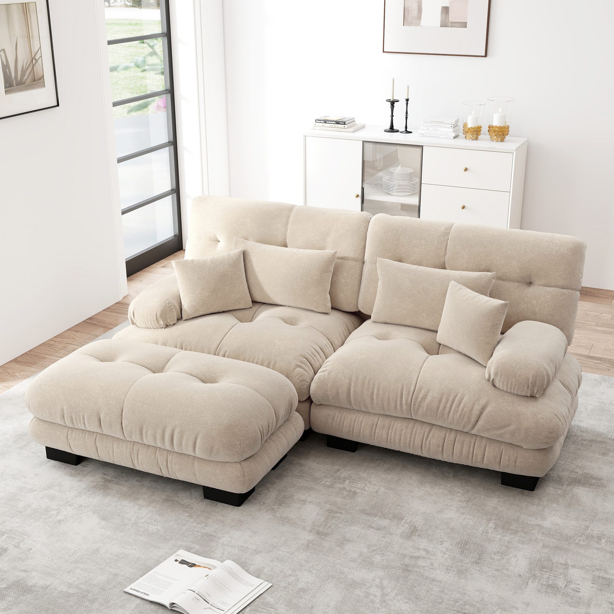 Odikalo 2-Sitzer Schlafsofa Polstersofa Ecksofa, Cloud Ecksofa für Wohnzimm günstig online kaufen