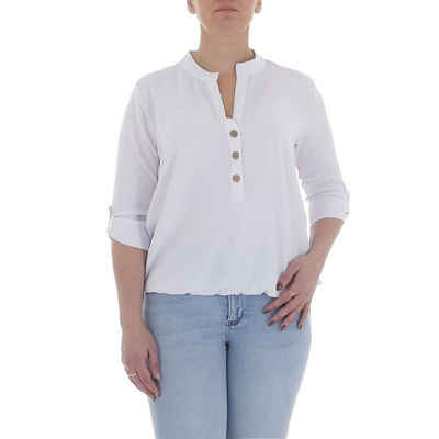 Ital-Design Crinklebluse Damen Elegant Bluse in Weiß