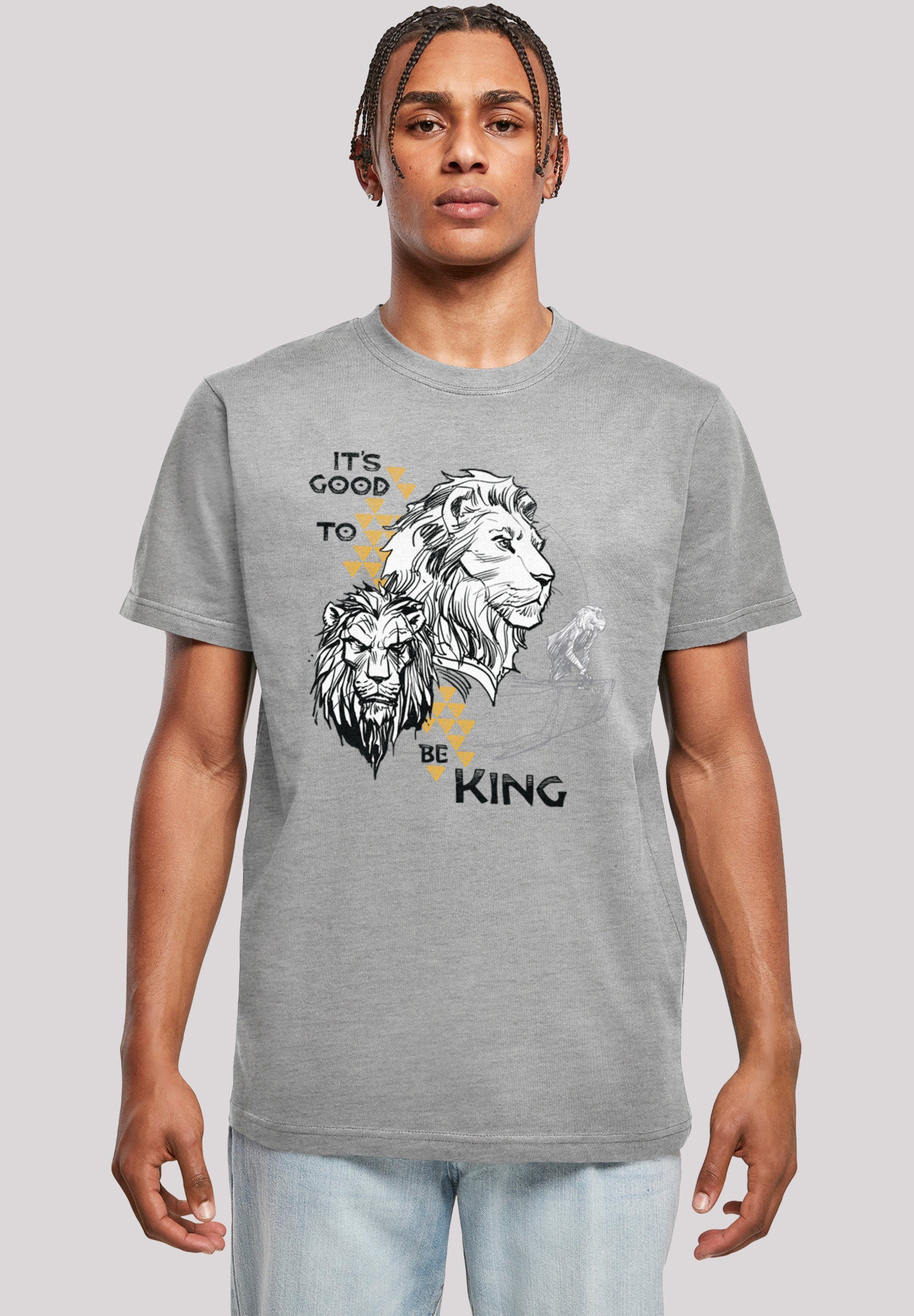 Doppelnähte Print, am König Rippbündchen Be King F4NT4STIC Löwen und Good To Disney T-Shirt der Saum am It\'s Movie Hals