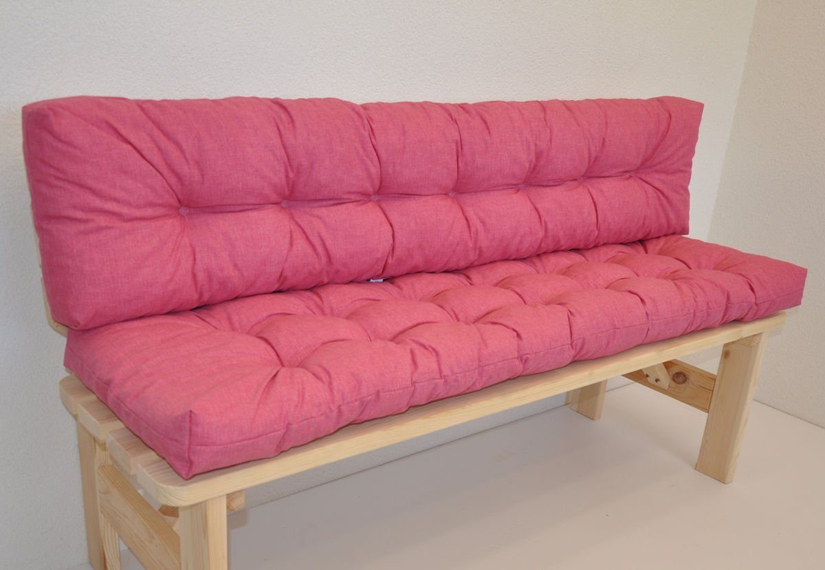 Rattani Bankauflage Kissen / Polster für Gartenbank / Bankkissen 150 cm alt rosa