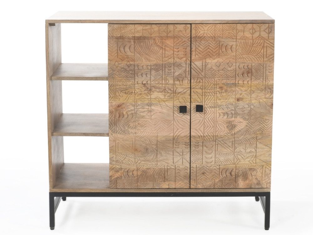 WOLF MÖBEL Sideboard (90 x 40 x 85), CARVING Kommode mit 2 Türen / 3 Ablagen