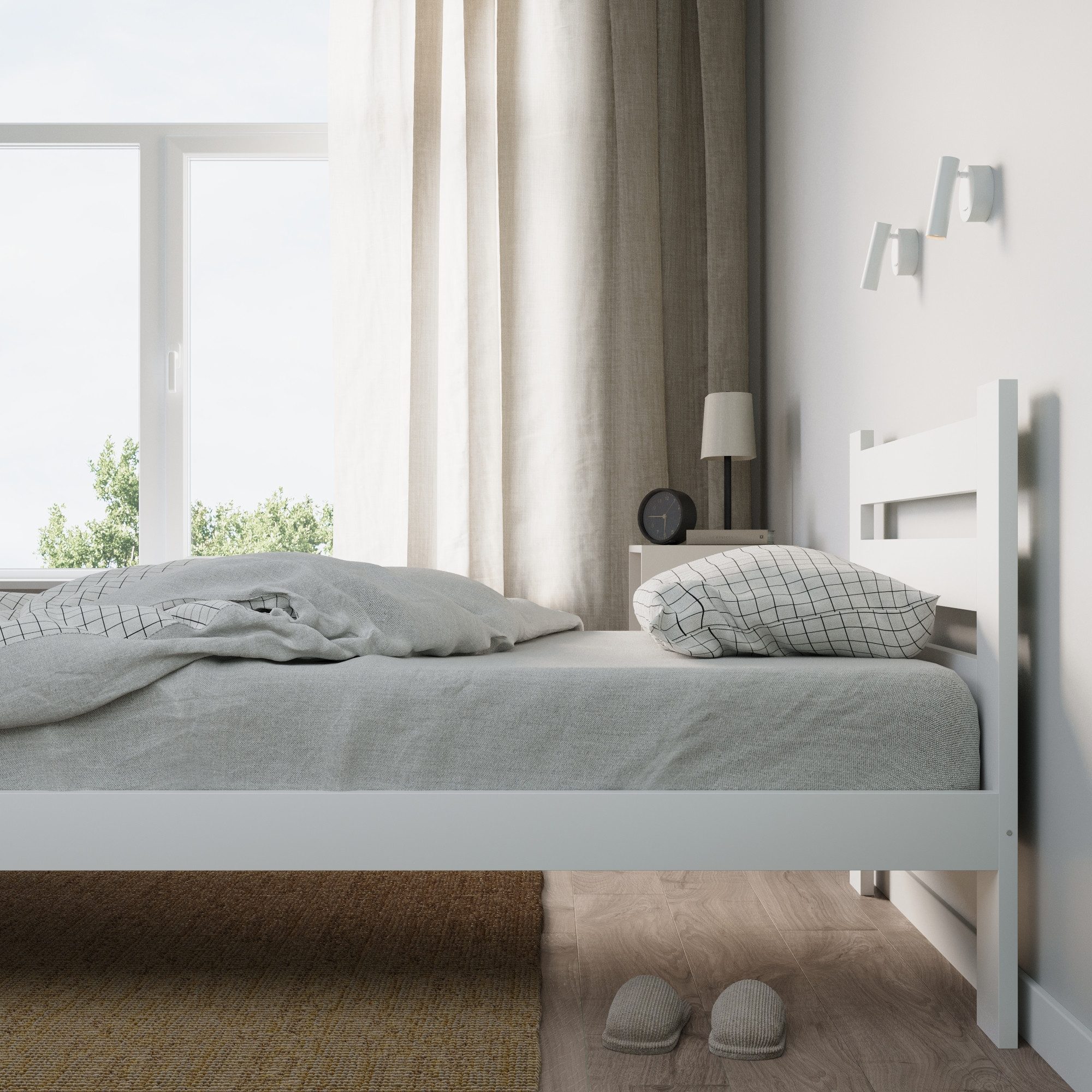 Home Collective Holzbett mit Lattenrost Modern Bett Kiefer Bettgestell Mass günstig online kaufen