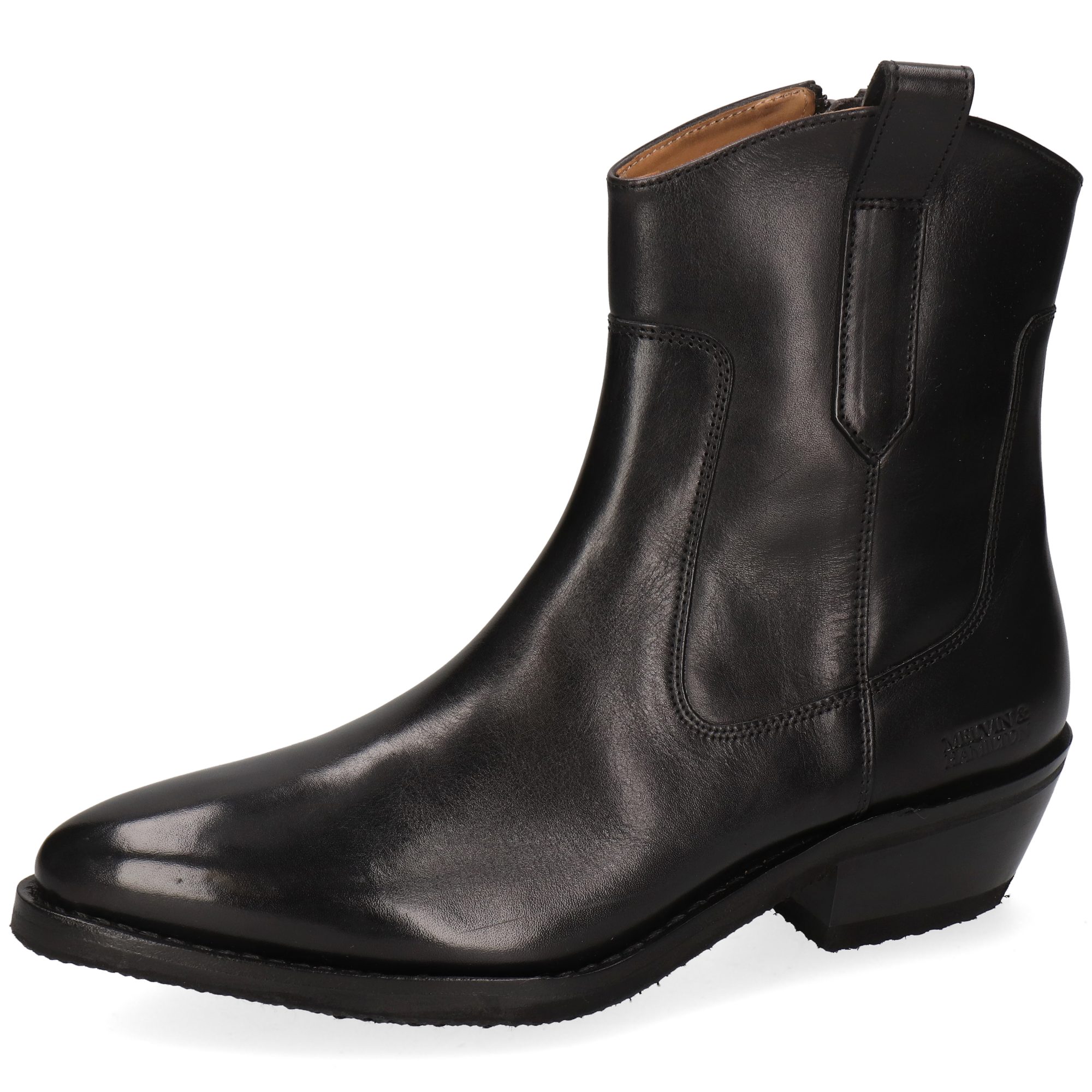Melvin & Hamilton Melody 2 Leder-Western Boots für Damen Stiefelette Stiefeletten, Kubanischer Absatz, Echtes LederVegetabile Gerbung