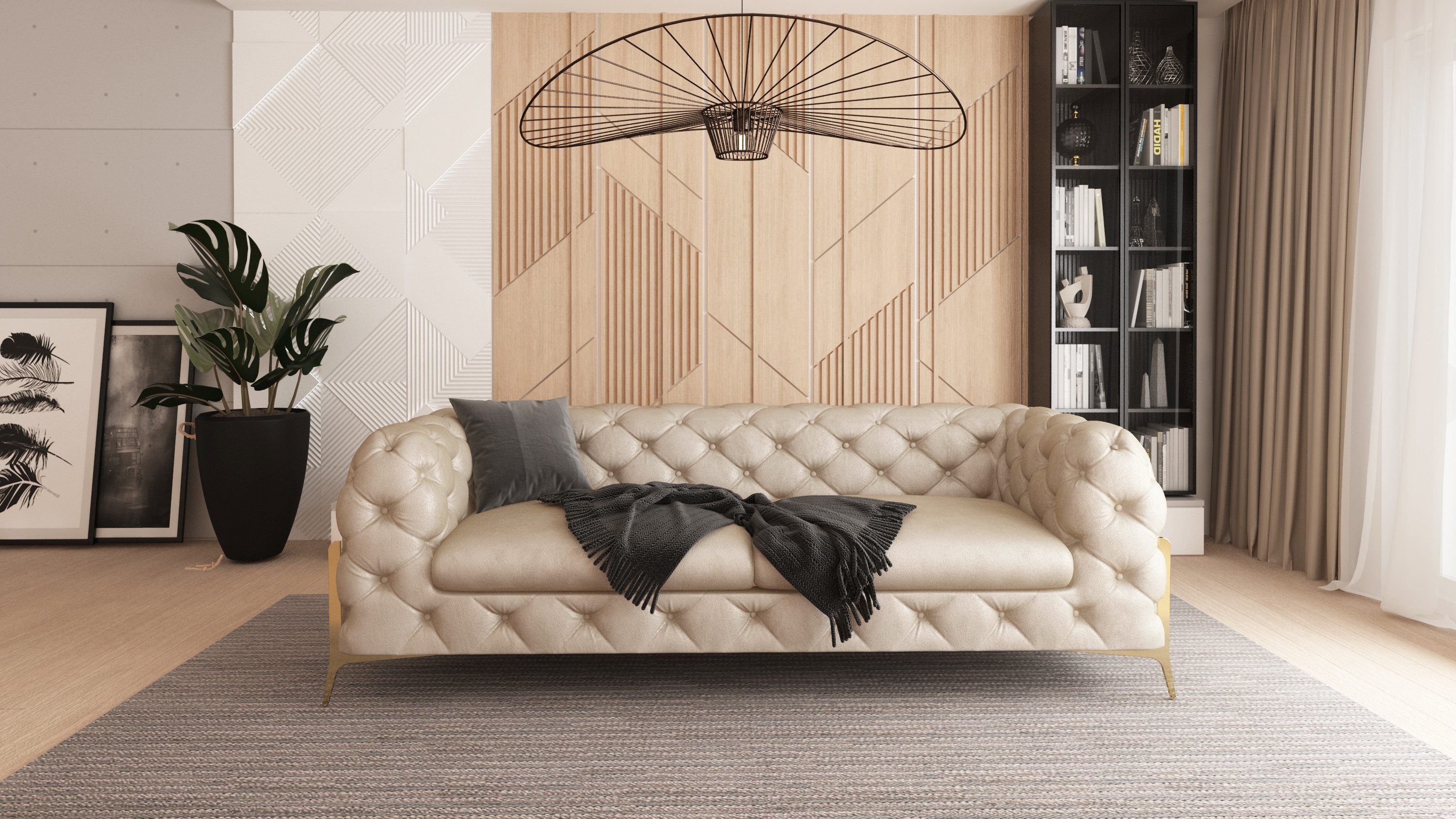 S-Style Möbel Chesterfield-Sofa 3-Sitzer Jersey mit günstig online kaufen