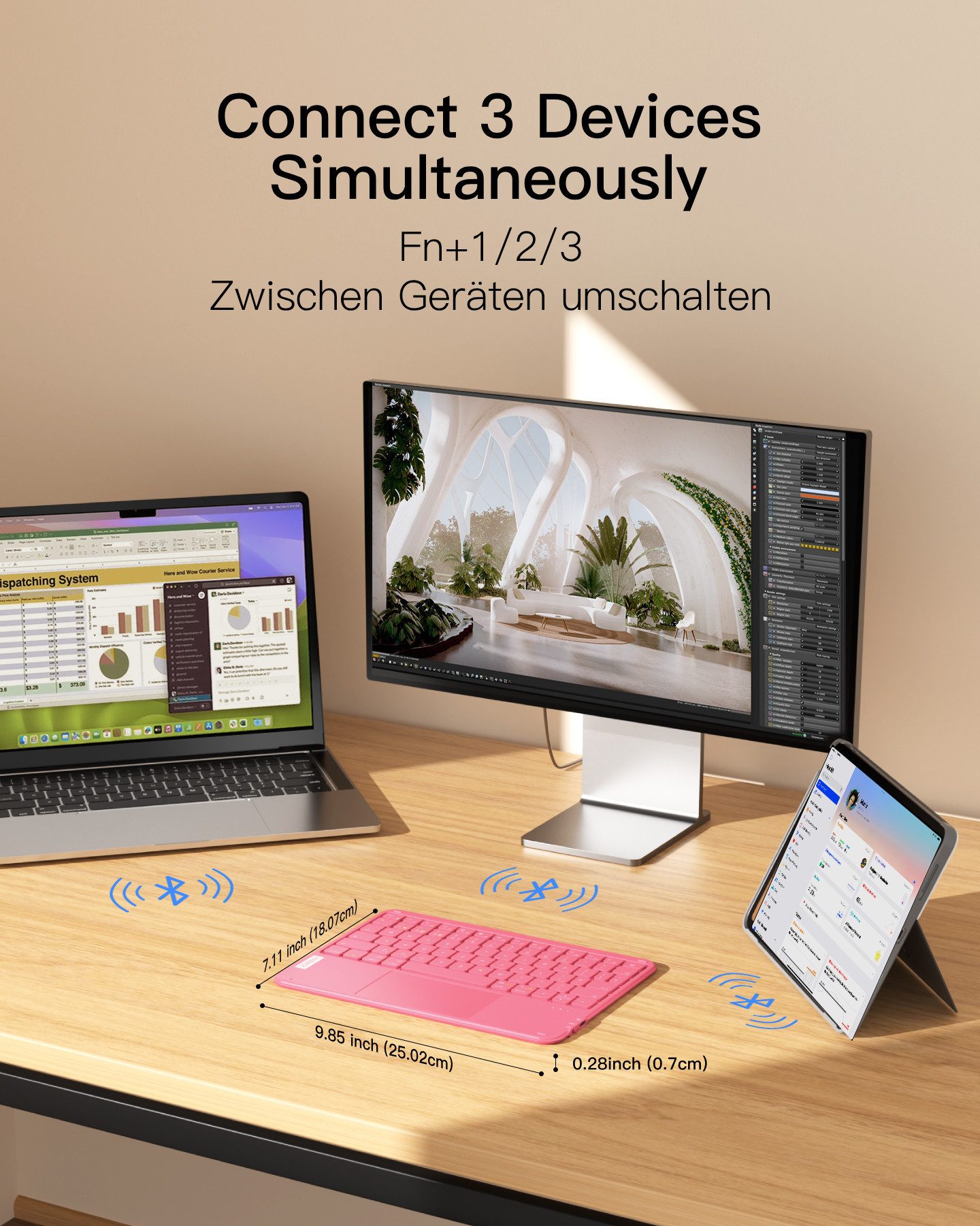 Inateck Ultraleichte für iPad/Tablet/Windows/Laptop/PC Tablet Tastatur mit Touchpad (Kabellose) – Bild 3 von 5