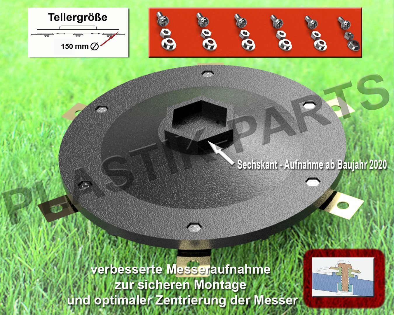 Mährobotermesser Messerscheibe 6 Klingen Messerteller WORX WR141E WR143E WR165E WR167E
