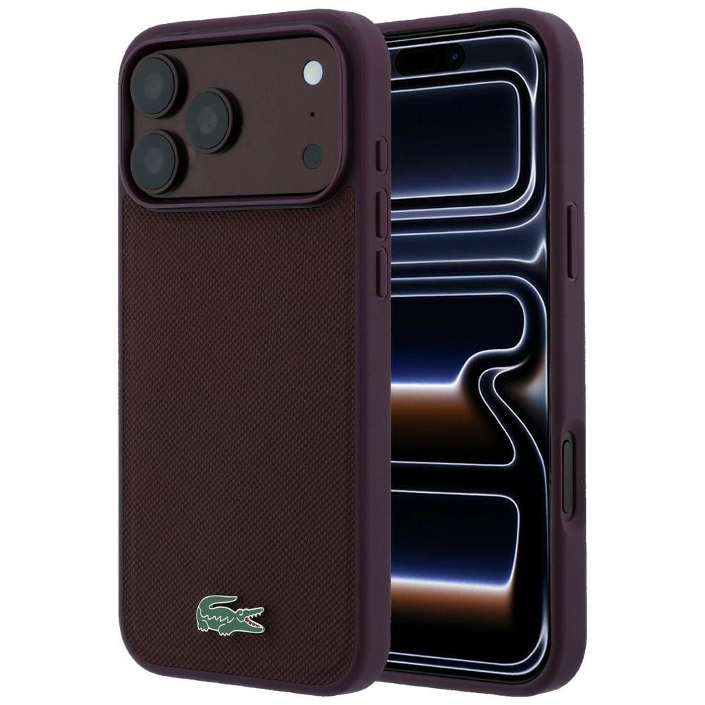 Lacoste Handyhülle iPhone 18 Pro MagSafe Petit Pique Hülle burgundy Logo Krokodil 6,3 Zoll, Kantenschutz