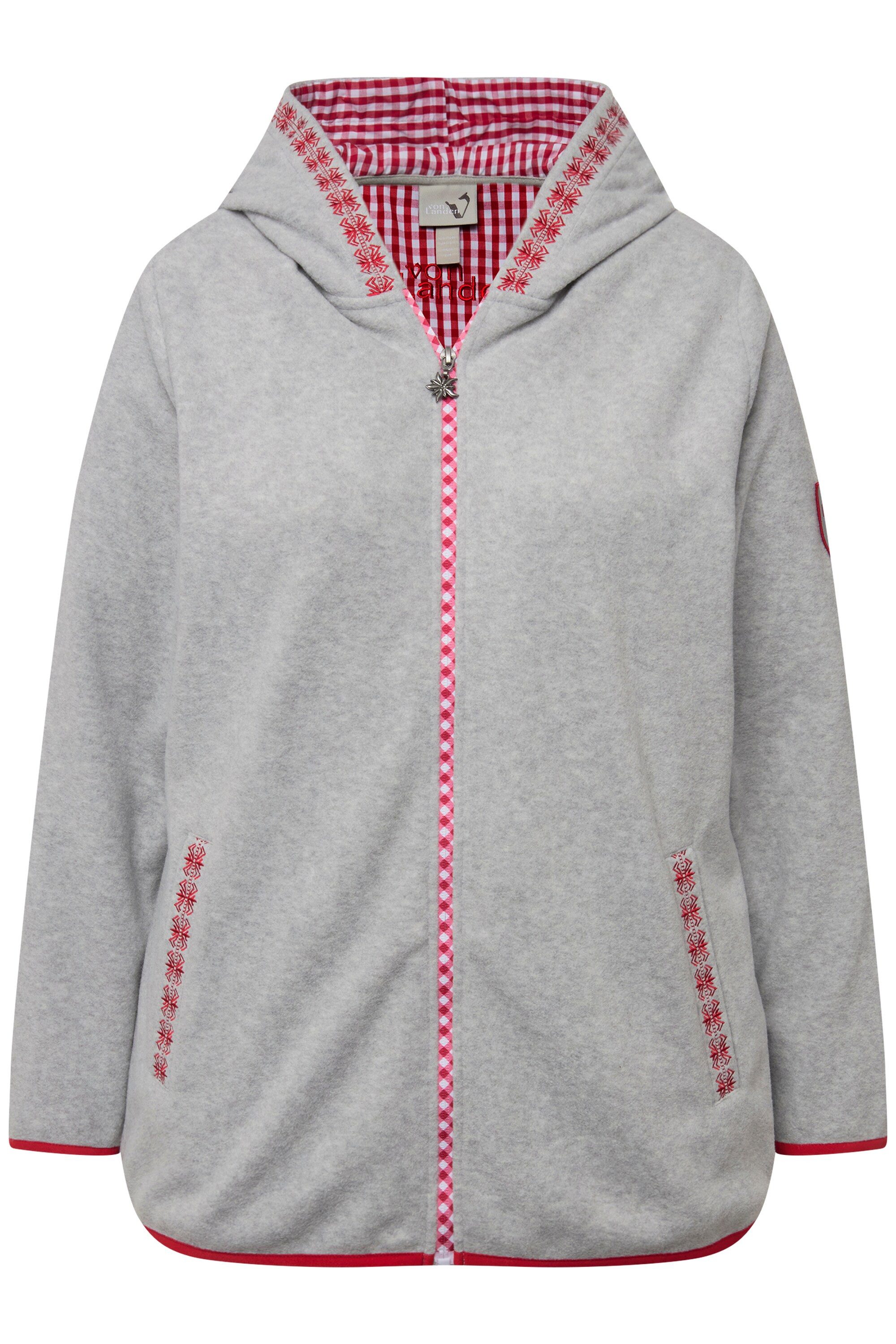 Ulla Popken Sweatjacke Trachten-Fleecejacke Kapuze Zierstickerei günstig online kaufen
