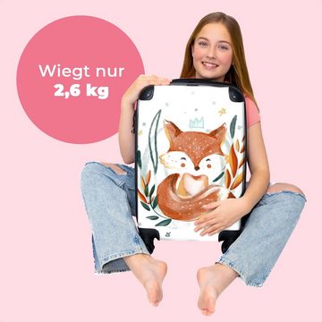 NoBoringSuitcases.com© Kinderkoffer Aquarell - Fuchs - Kinder - Illustration - Blätter 55x35x20cm, 4 Rollen, Reisetasche mit rollen, Handgepäck für Ferien, Kindertrolley, Koffer