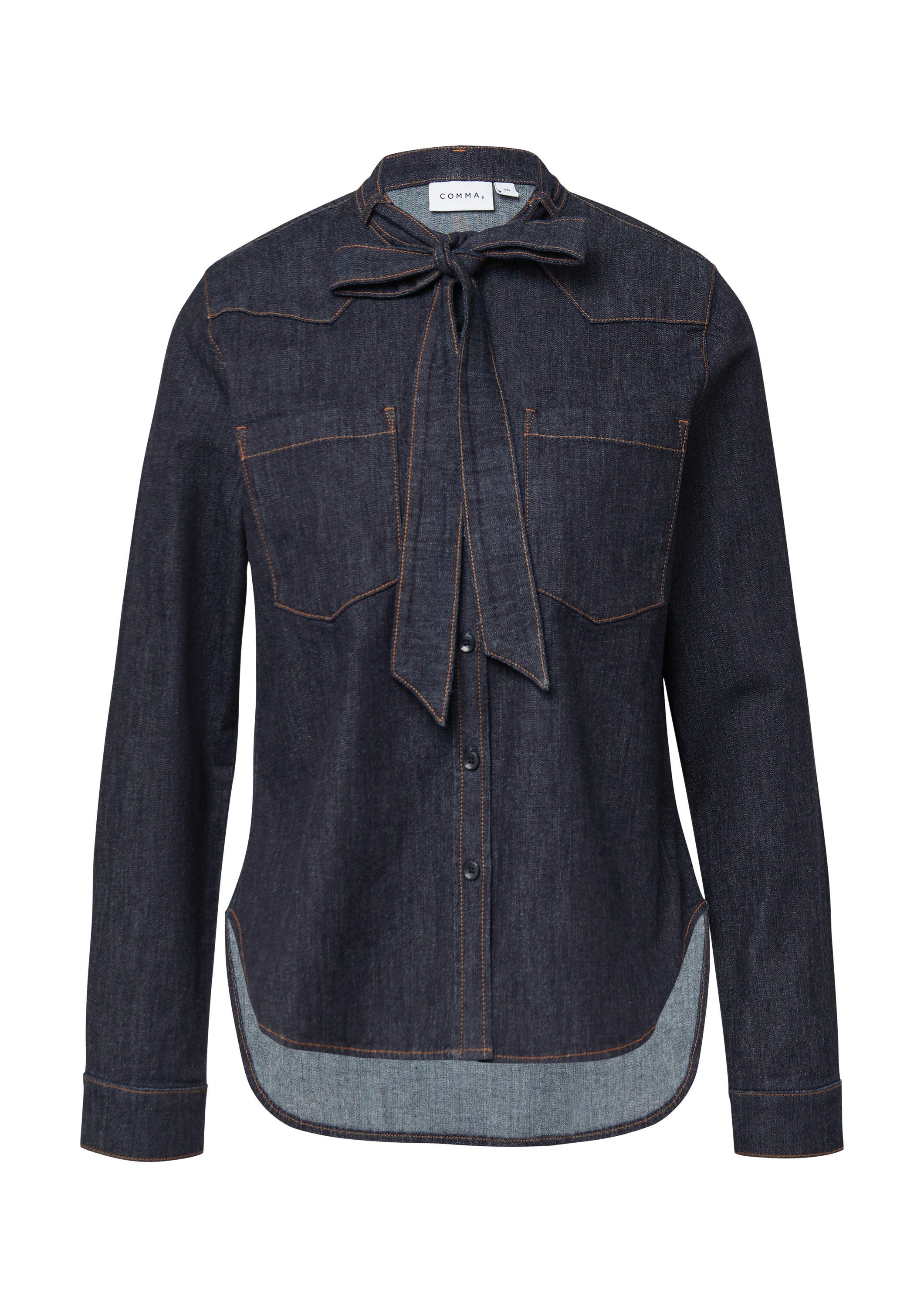 comma Langarmbluse Bluse Weiches Denimhemd mit Schluppe günstig online kaufen