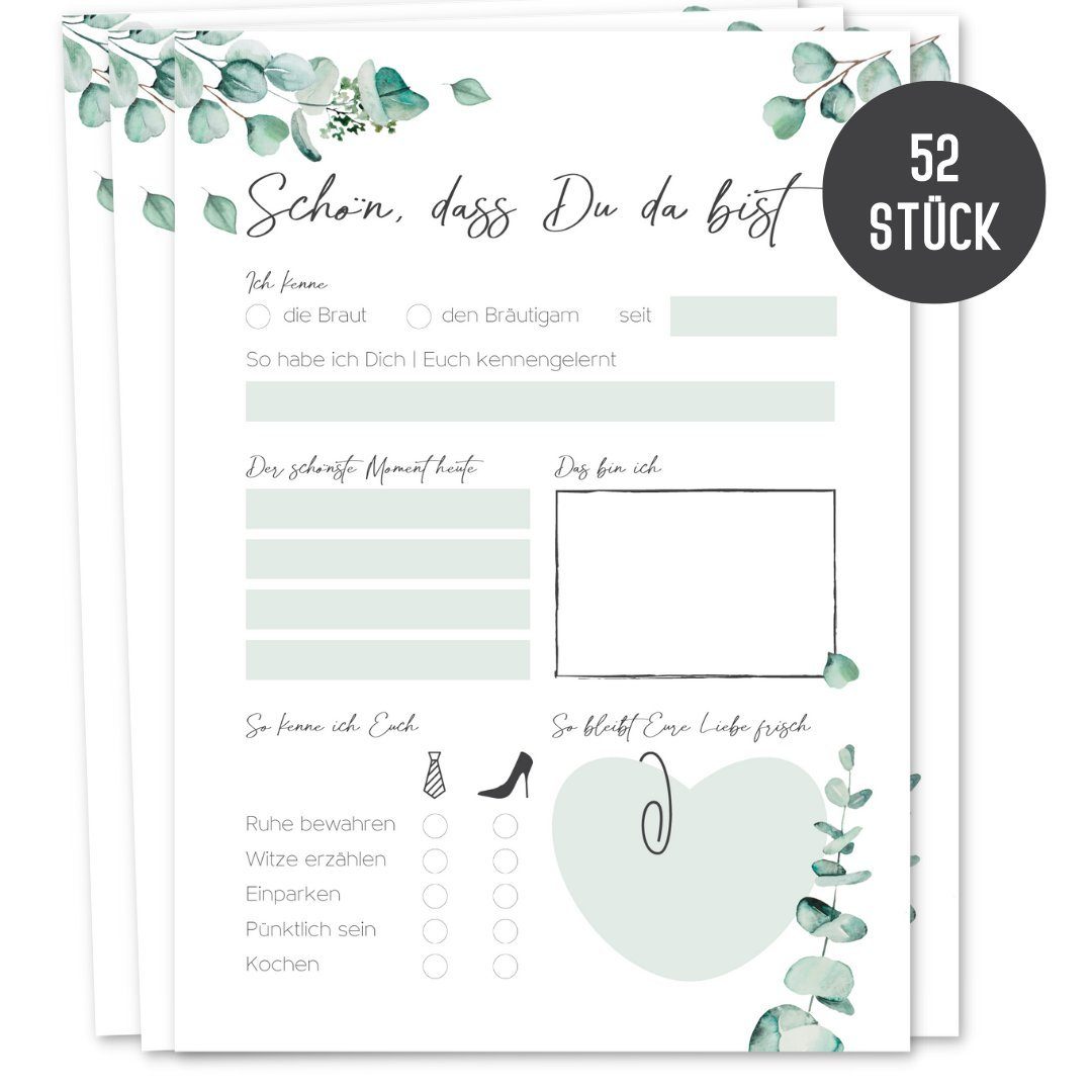 Things of Happiness Postkarte 52 Postkarten-Spiel Hochzeit Hochzeitsspiel 52 Wochen, Boho Design
