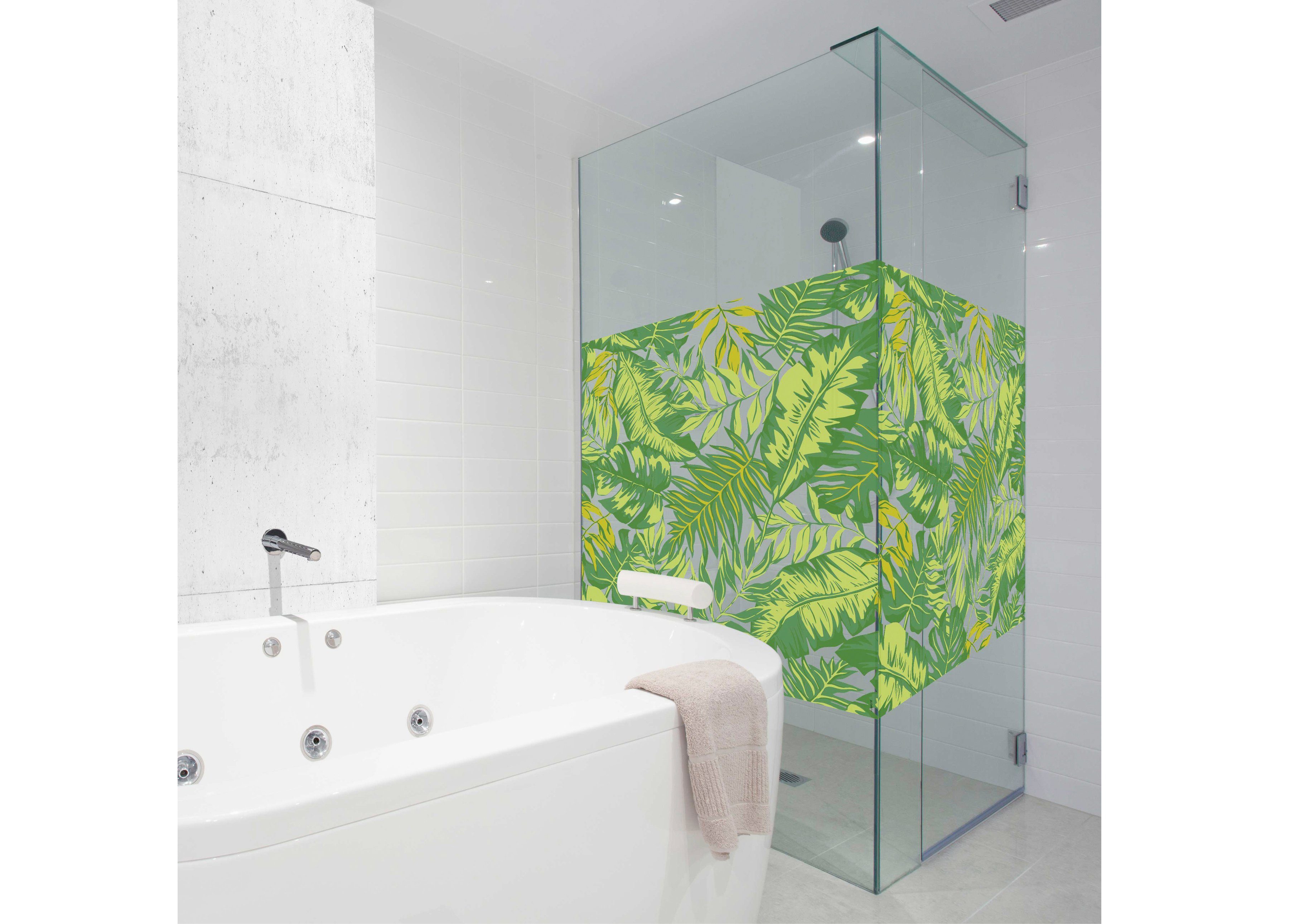 Fensterfolie Look Palm Leaves green, 100 x cm, MySpotti, 90 halbtransparent, statisch glatt, haftend