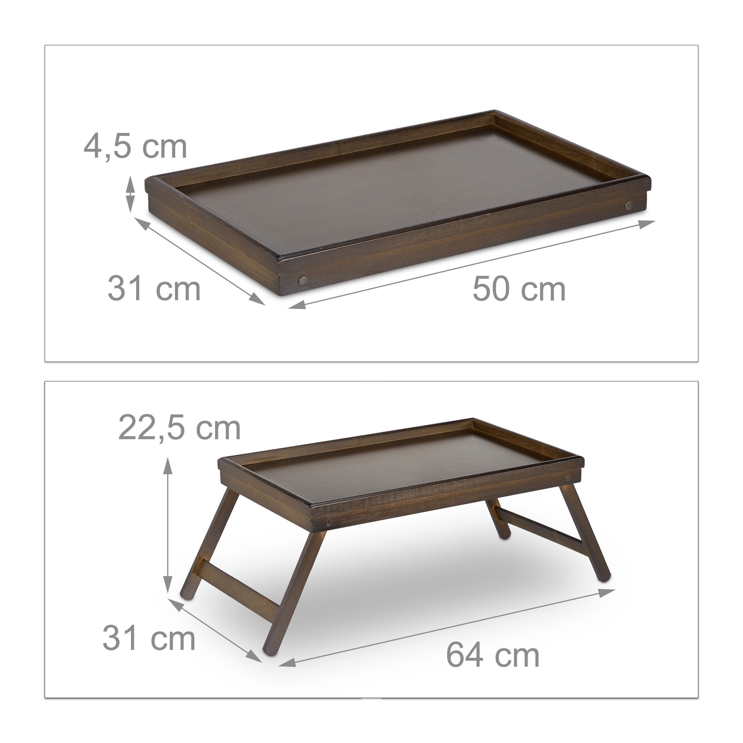 relaxdays Tabletttisch Betttablett Bambus dunkelbraun (1-St) – Bild 4 von 5