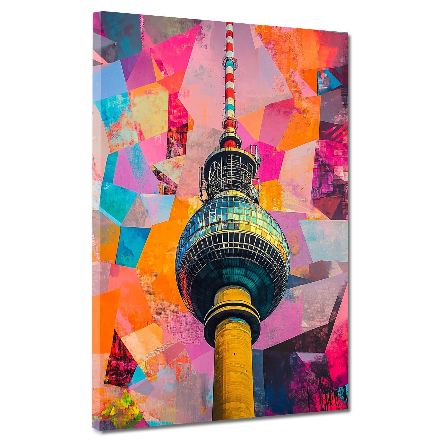 Artedinoi Leinwandbild Städte Pop Art Berlin Fernsehturm farbenfroh Leinwandbild Wandbild XL, Berliner Fernsehturm, farbenfroh