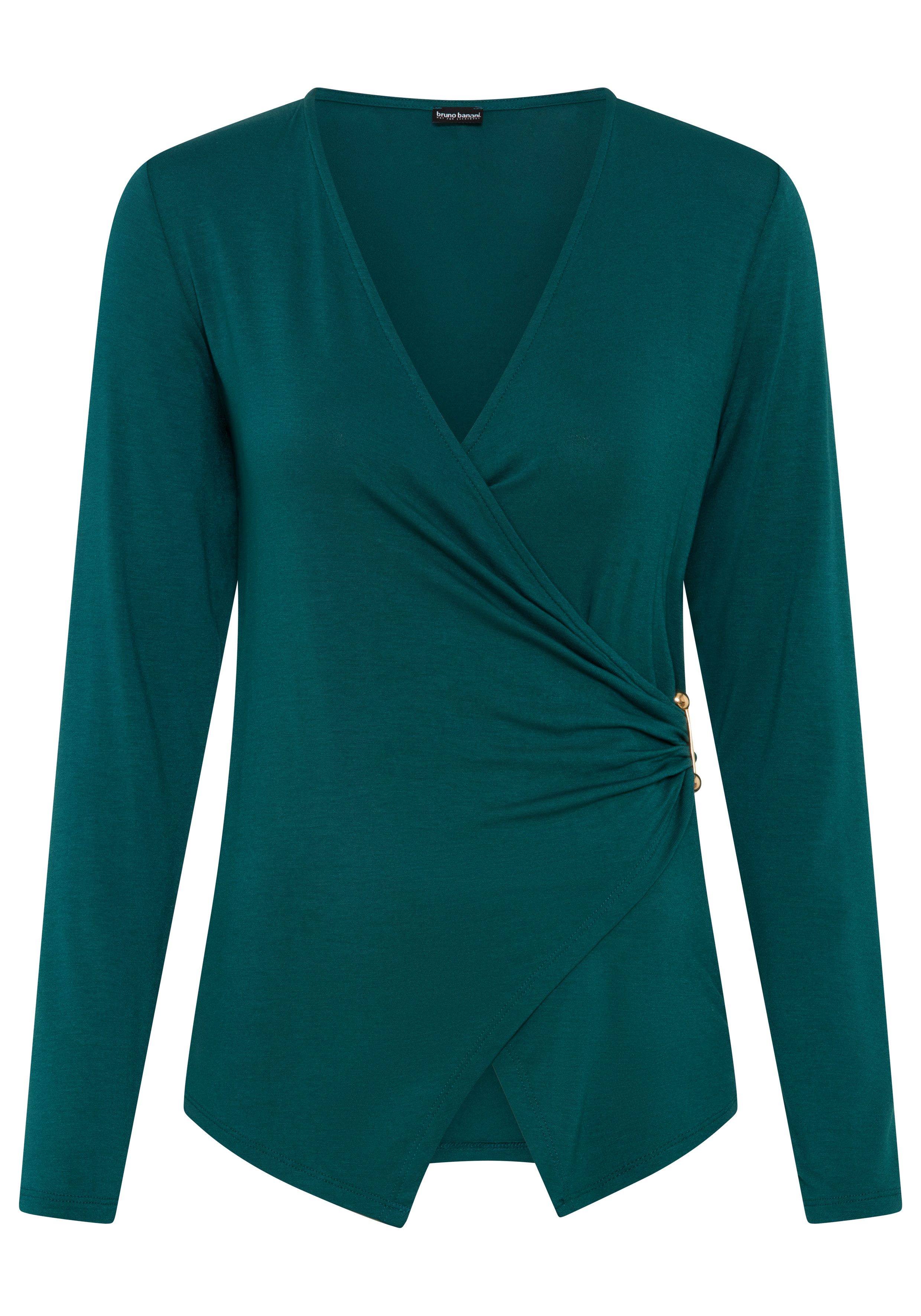 Bruno Banani Longsleeve mit Zierschnalle aus Jersey, mit Wickeloptik, Langarm-Design, figurbetonte Passform – Bild 5 von 5