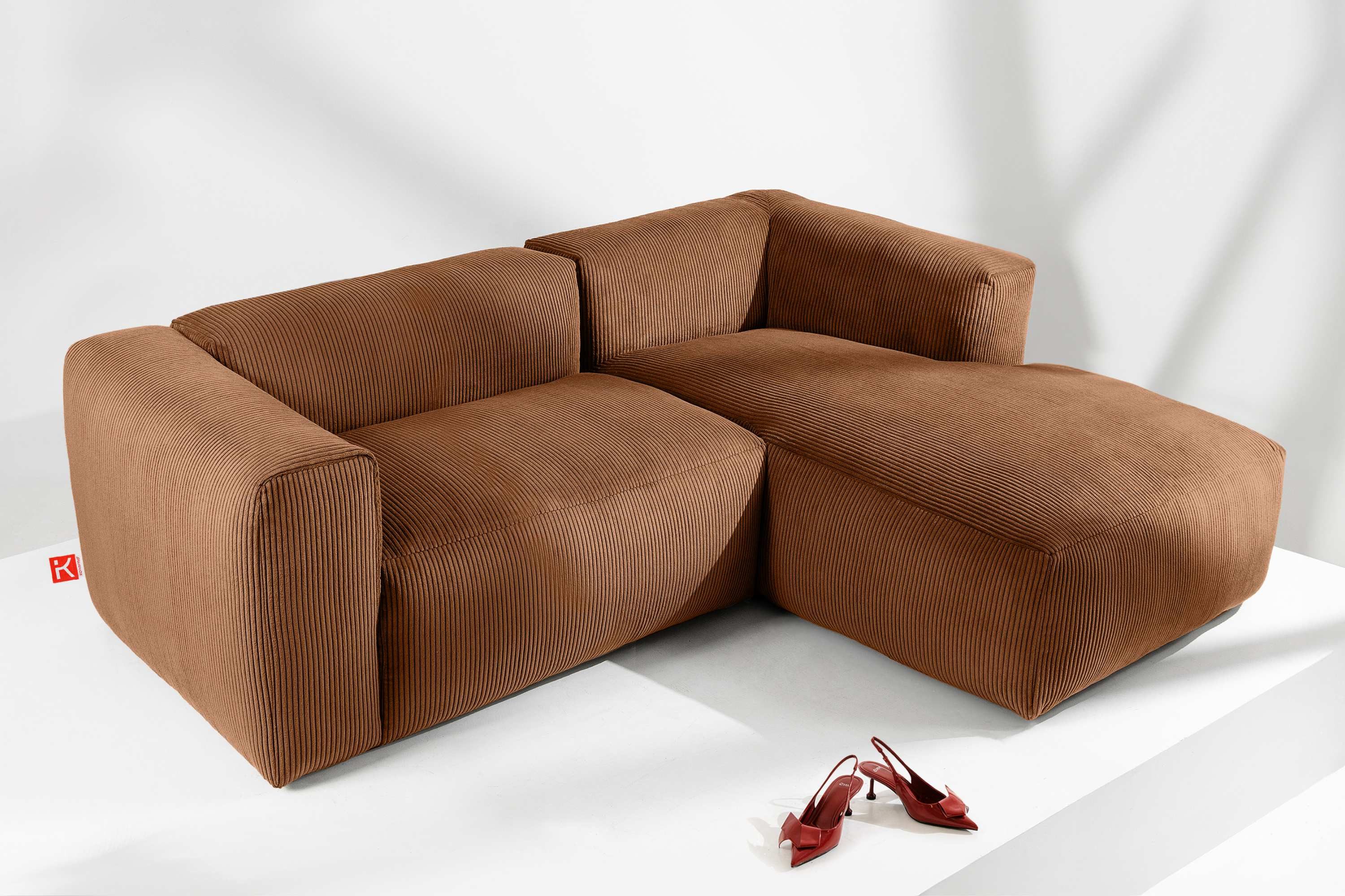 KONSIMO® Ecksofa Links Ecksofa BUFFO, hergestellt in der EU,extrem weicher und bequemer Sitz