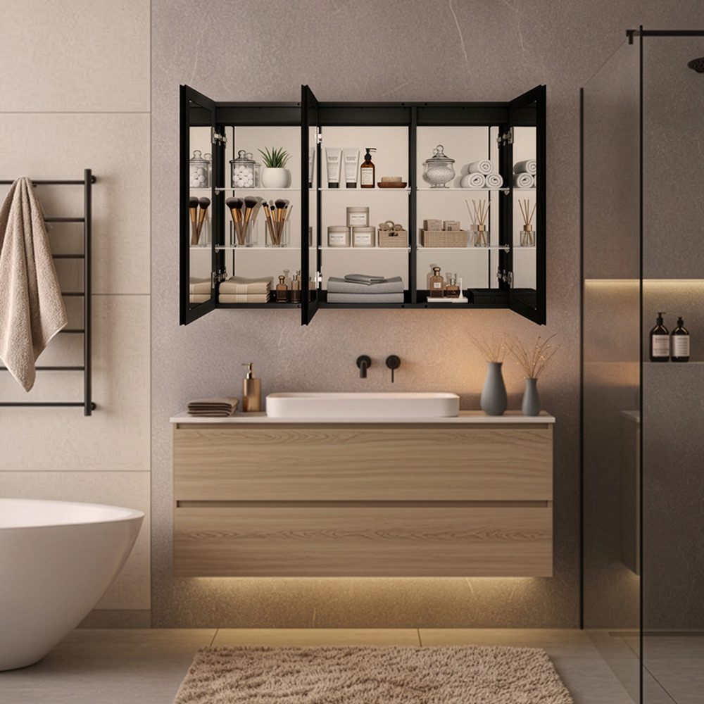 HOME DELUXE Badezimmerspiegelschrank LED-Spiegelschrank EVE - Größenauswahl inkl. Doppelsteckdose, Anti-Beschlag-System, Farbtemperaturwechsel