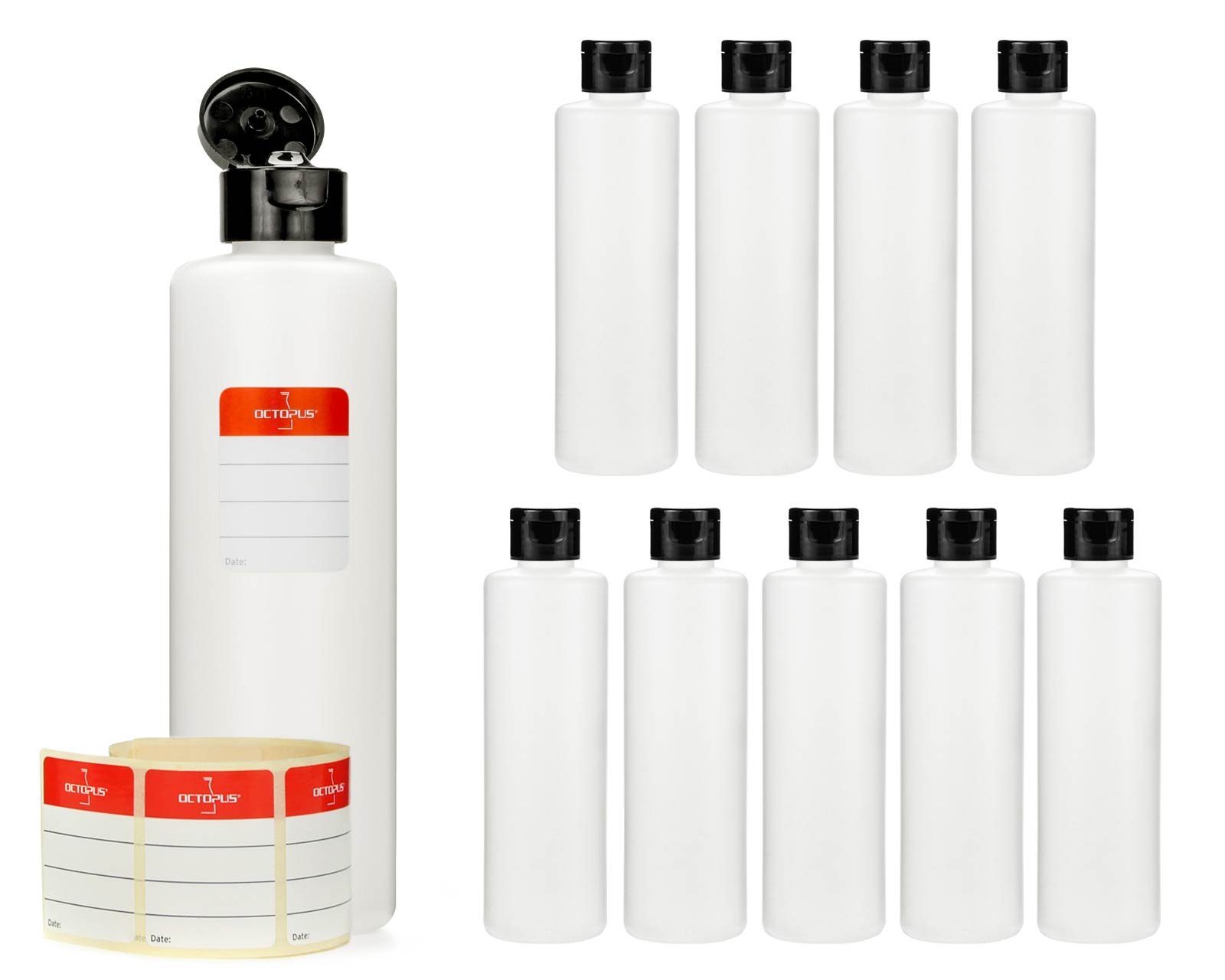 natur, Plastikflaschen Klappscharnierver (10 HDPE, St) 250 ml 10 rund Kanister aus OCTOPUS G25,