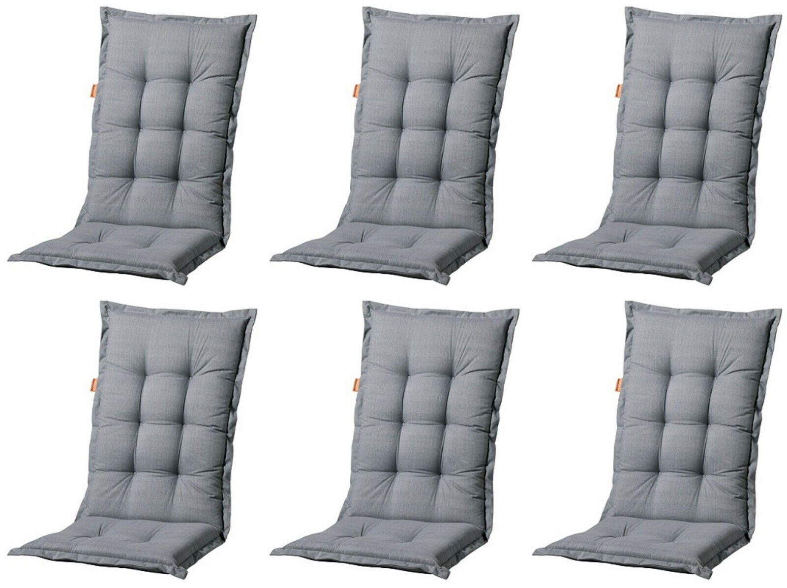 Madison Hochlehnerauflage 6er Set A 046 Gartenstuhl Auflagen Kissen Polster für Hochlehner, (Spar-Set, 6 St., 6 Auflagen), für Hochlehner-Stühle UV-beständig inkl. Bindebänder und Halteband
