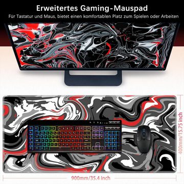 Coonoor Gaming Mauspad XXL Mousepad 900 x 400mm, Fluid Art groß Vernähte Kanten für PC Laptop, WassXerdicht, Anti-Rutsch, Verbessert Präzision und Geschwindigkei
