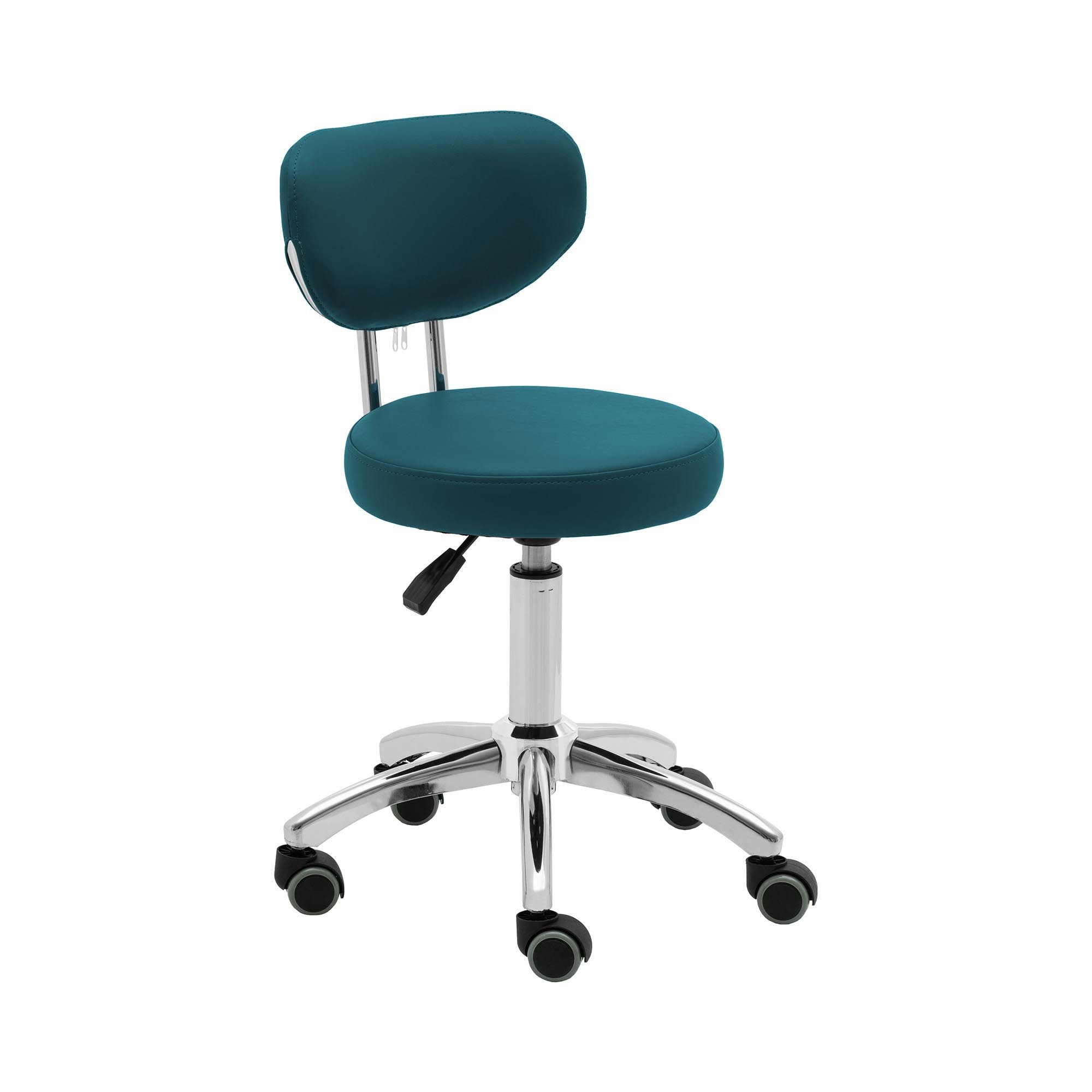Physa Drehstuhl Rollhocker mit Rückenlehne Friseurhocker Kosmetikhocker 150 kg türkis, Türkis